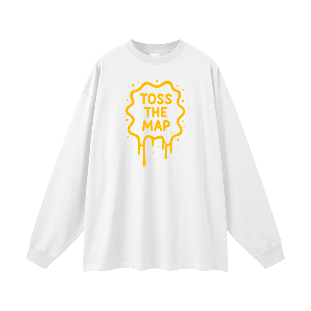 Toss The Map/ Map Back  Oversized Unisex Long Sleeve T-Shirt