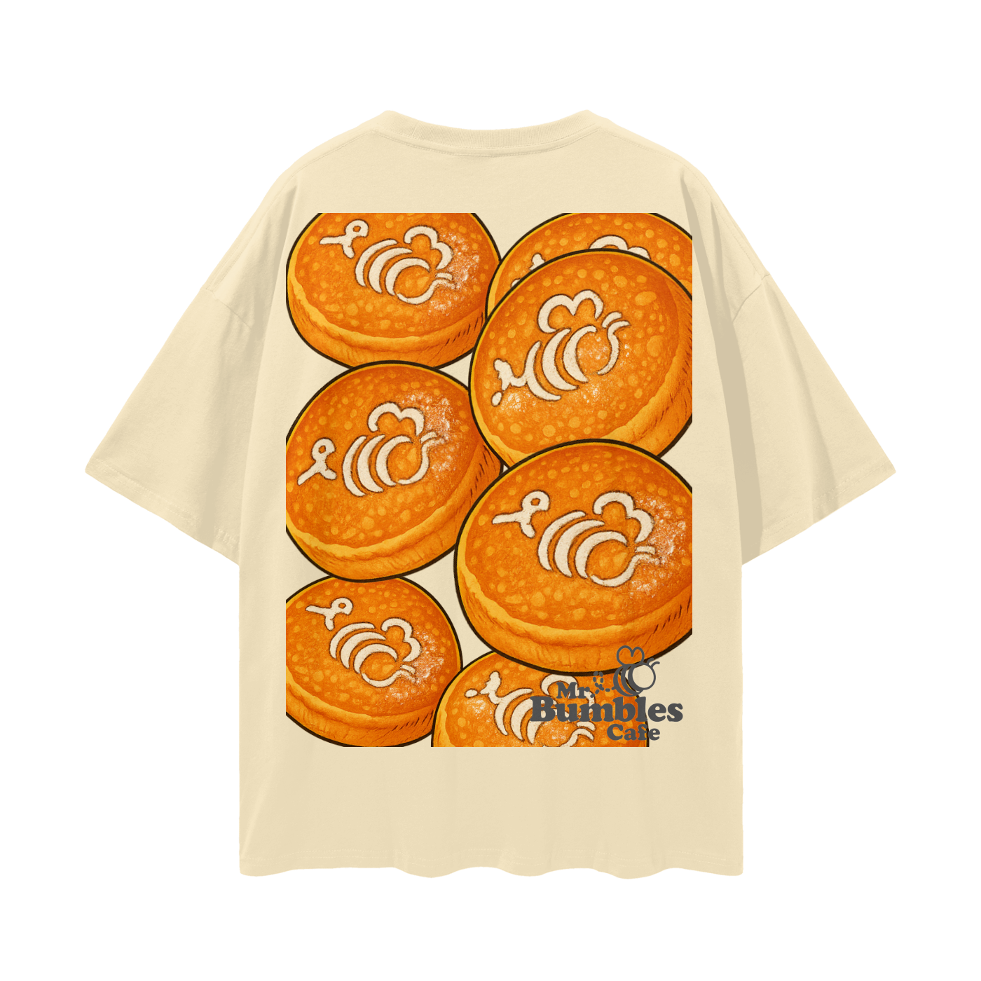 Bumble Cake Backed Streetwear Loose Drop Shoulder T-Shirt