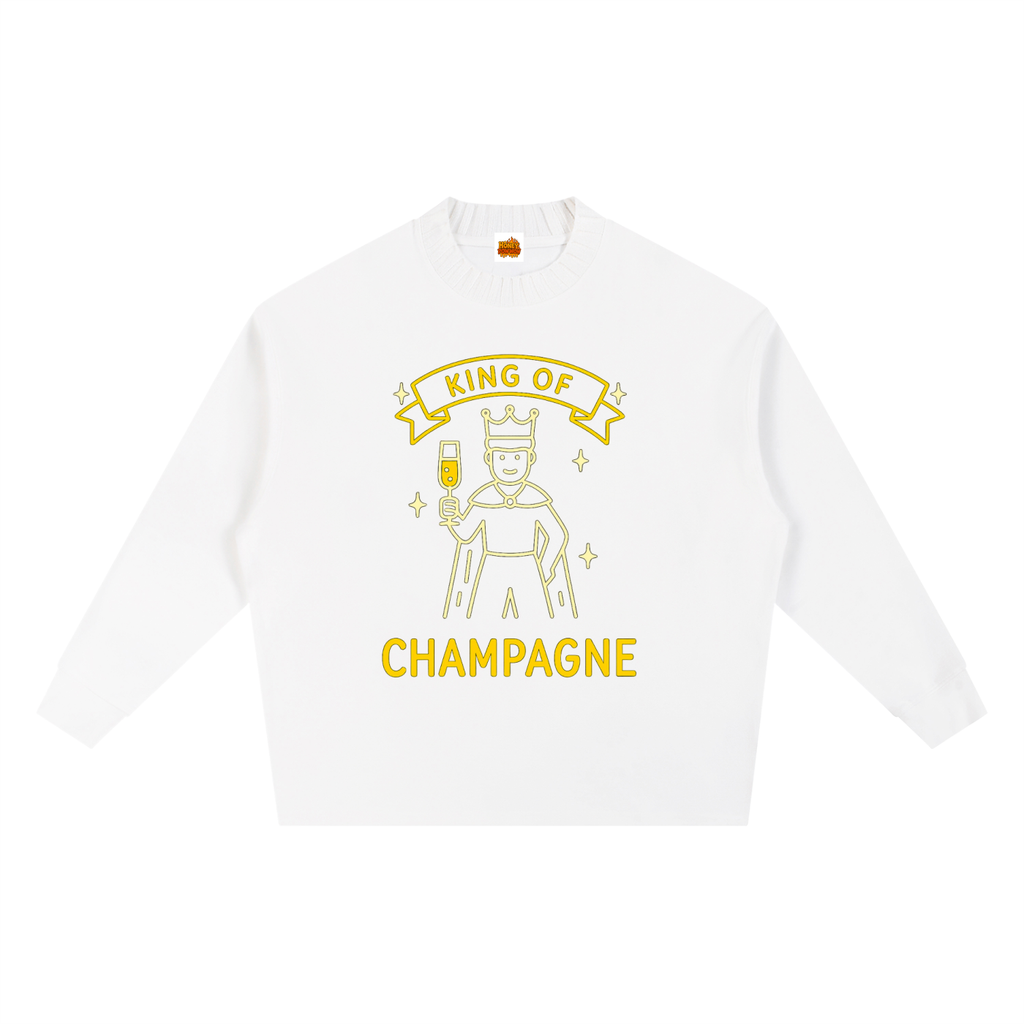 King of Champagne Knitted Round Neck Oversize Sweatshirt