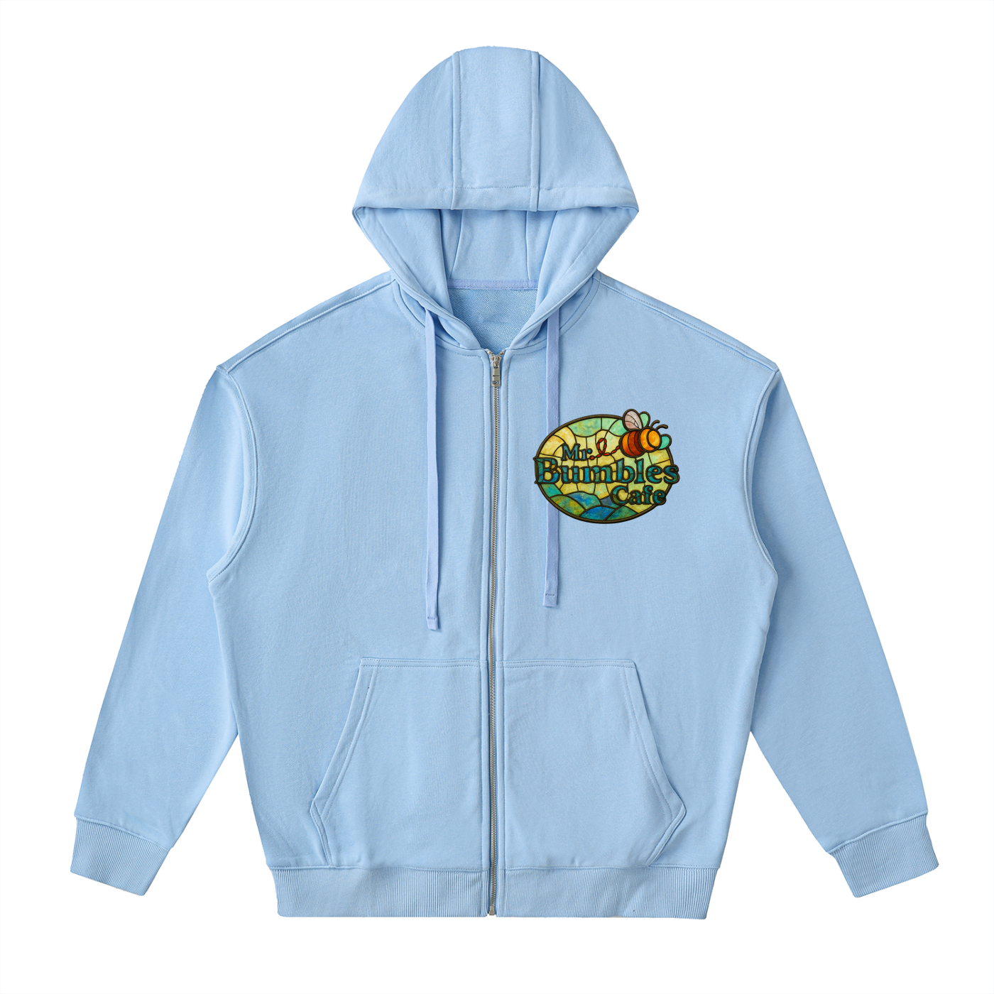 Bumbles Stained Glass Drop-Shoulder Zip Up Hoodie