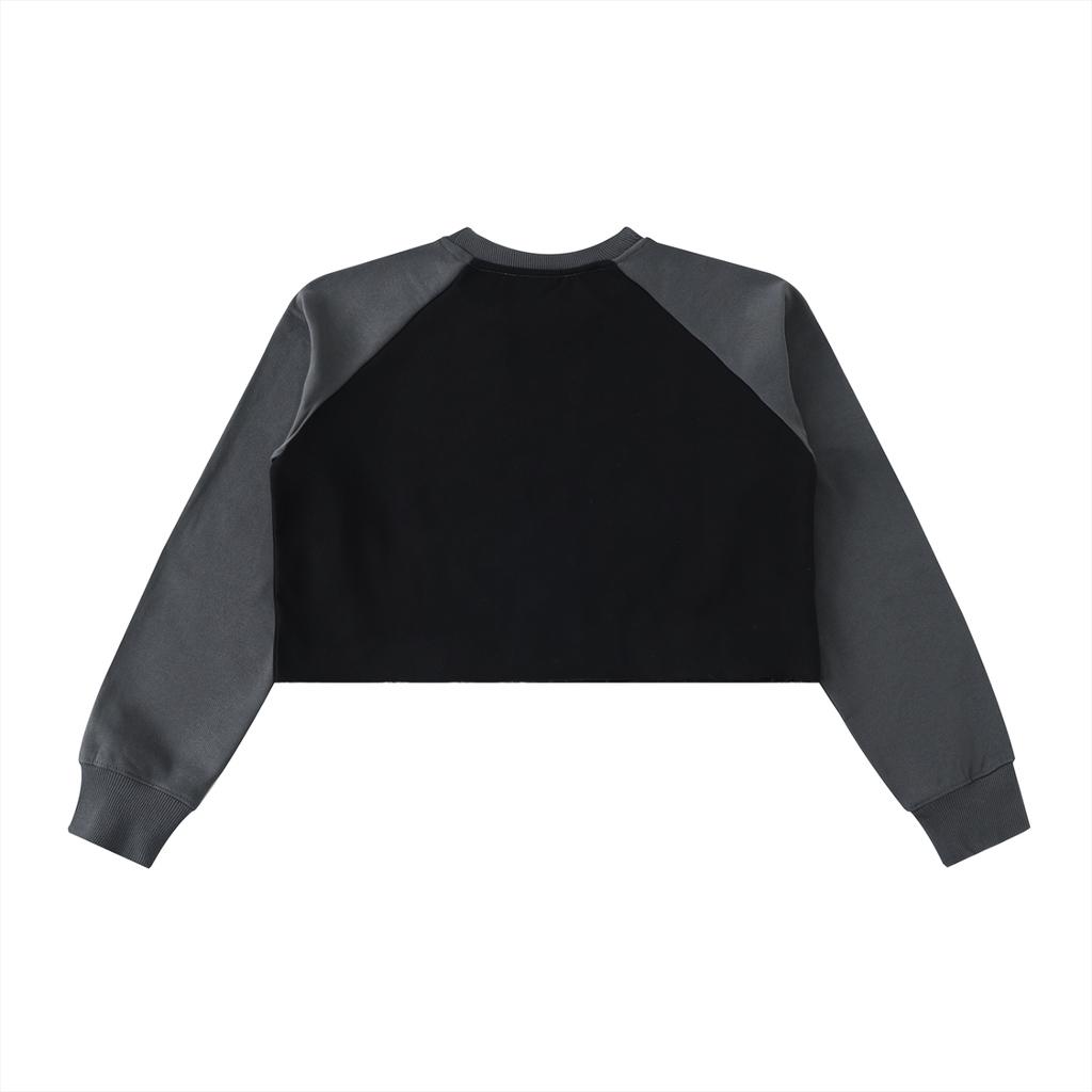 Espressotripi Raw-Hem Color-Block Raglan Crop Sweatshirt