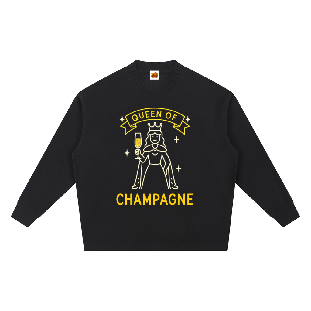 Queen of Champagne Knitted Round Neck Oversize Sweatshirt