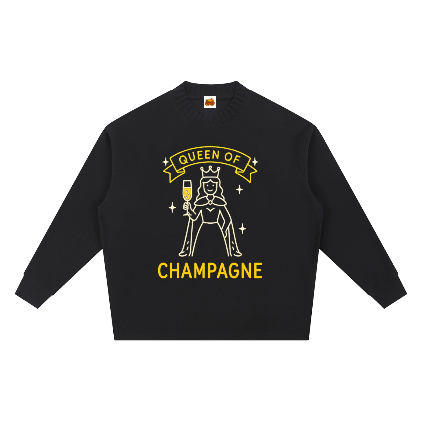Queen of Champagne Knitted Round Neck Oversize Sweatshirt