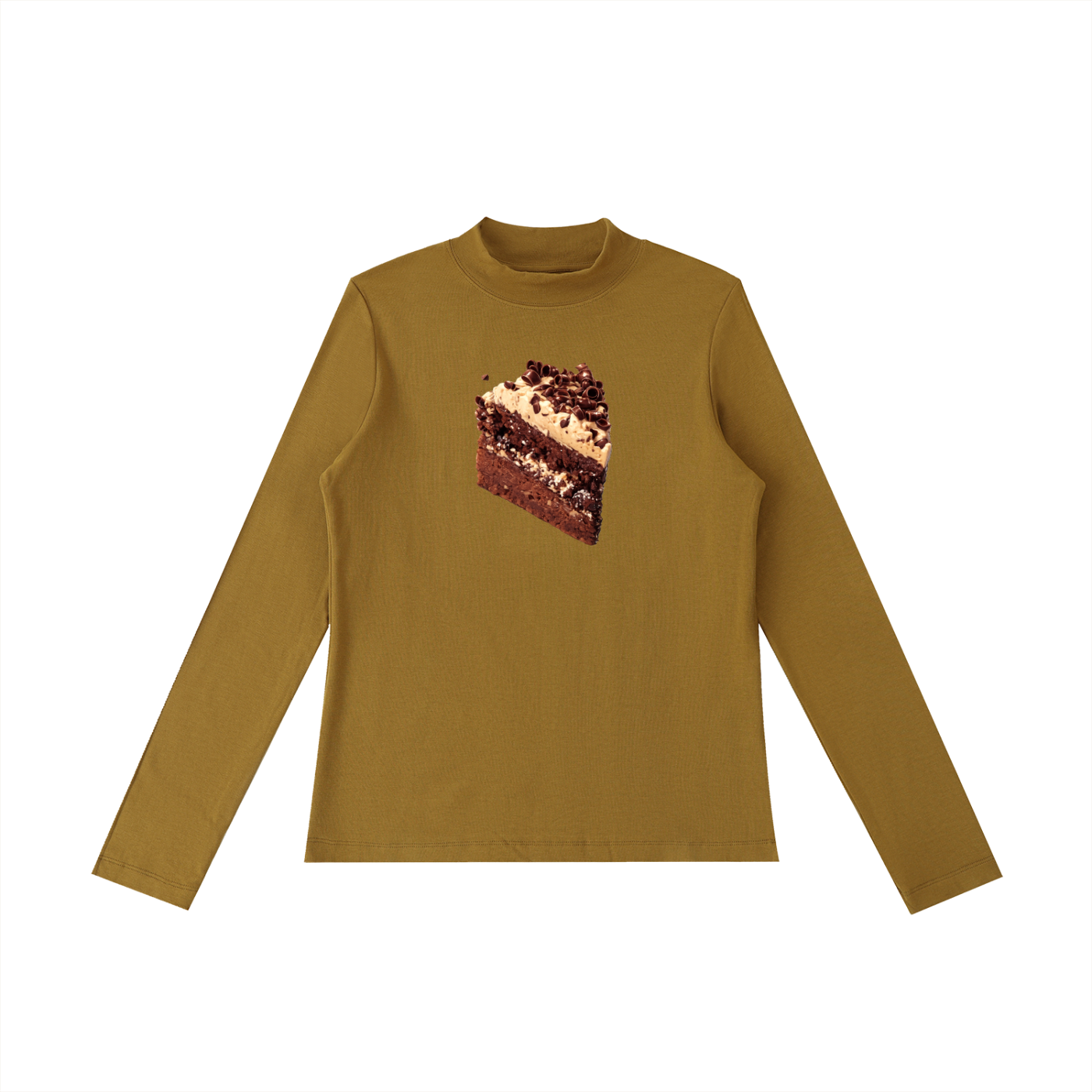 Ani's Mocha Cake Mock Neck Long Sleeve T-Shirt