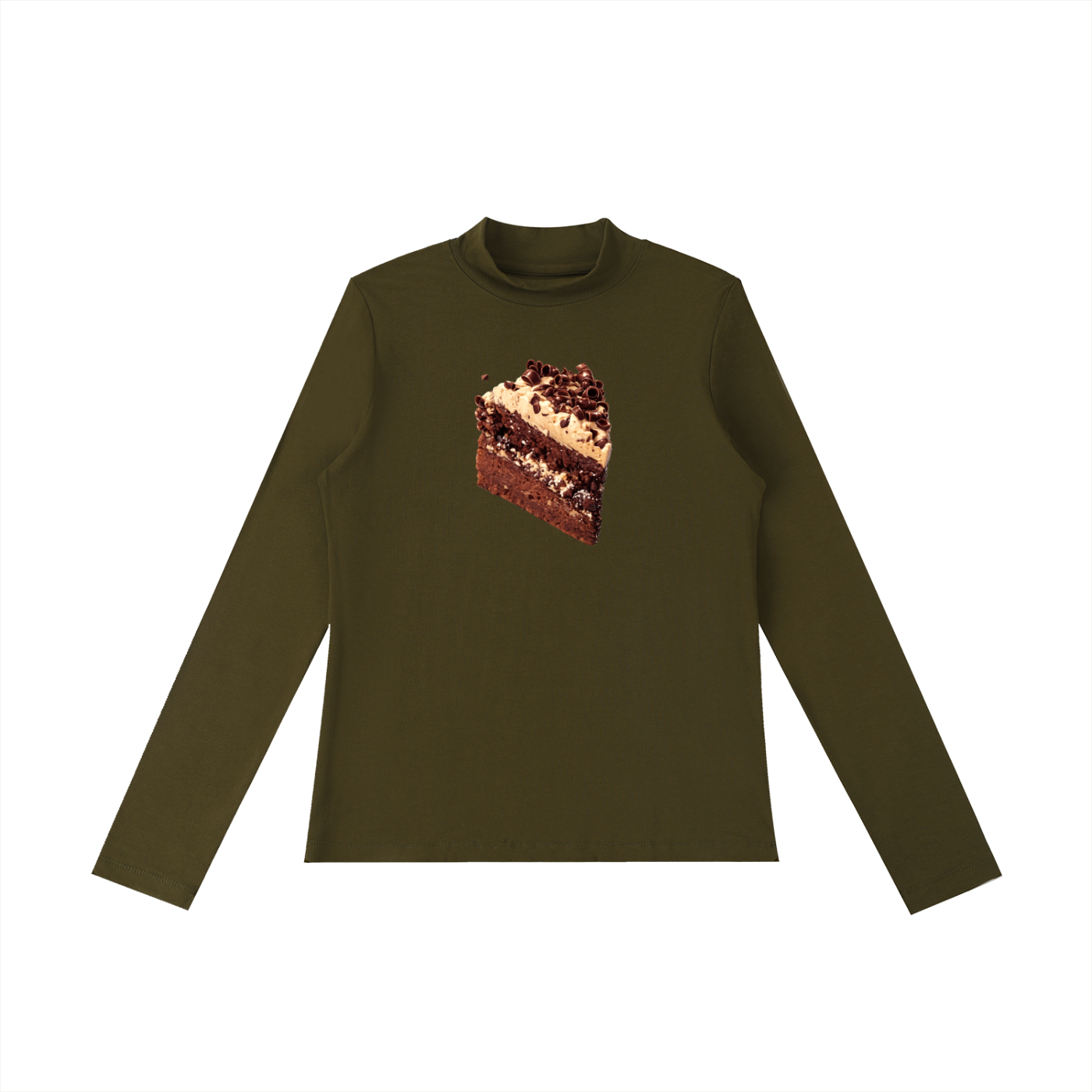 Ani's Mocha Cake Mock Neck Long Sleeve T-Shirt