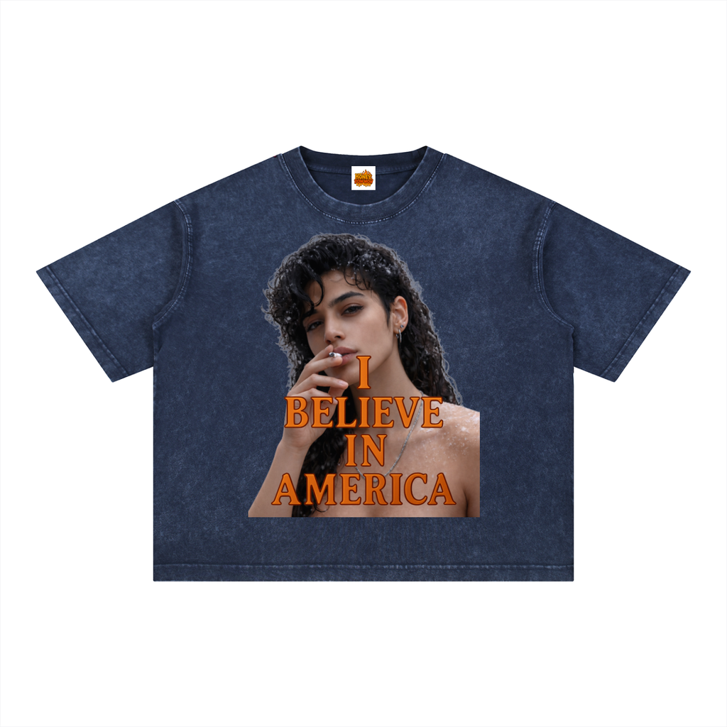 She Believes Mineral Wash Boxy Cotton T-Shirt