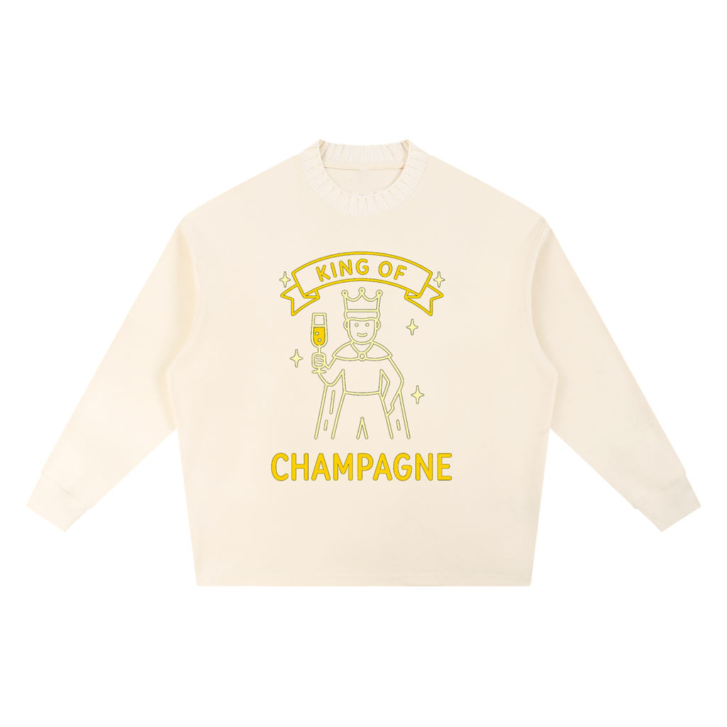 King of Champagne Knitted Round Neck Oversize Sweatshirt
