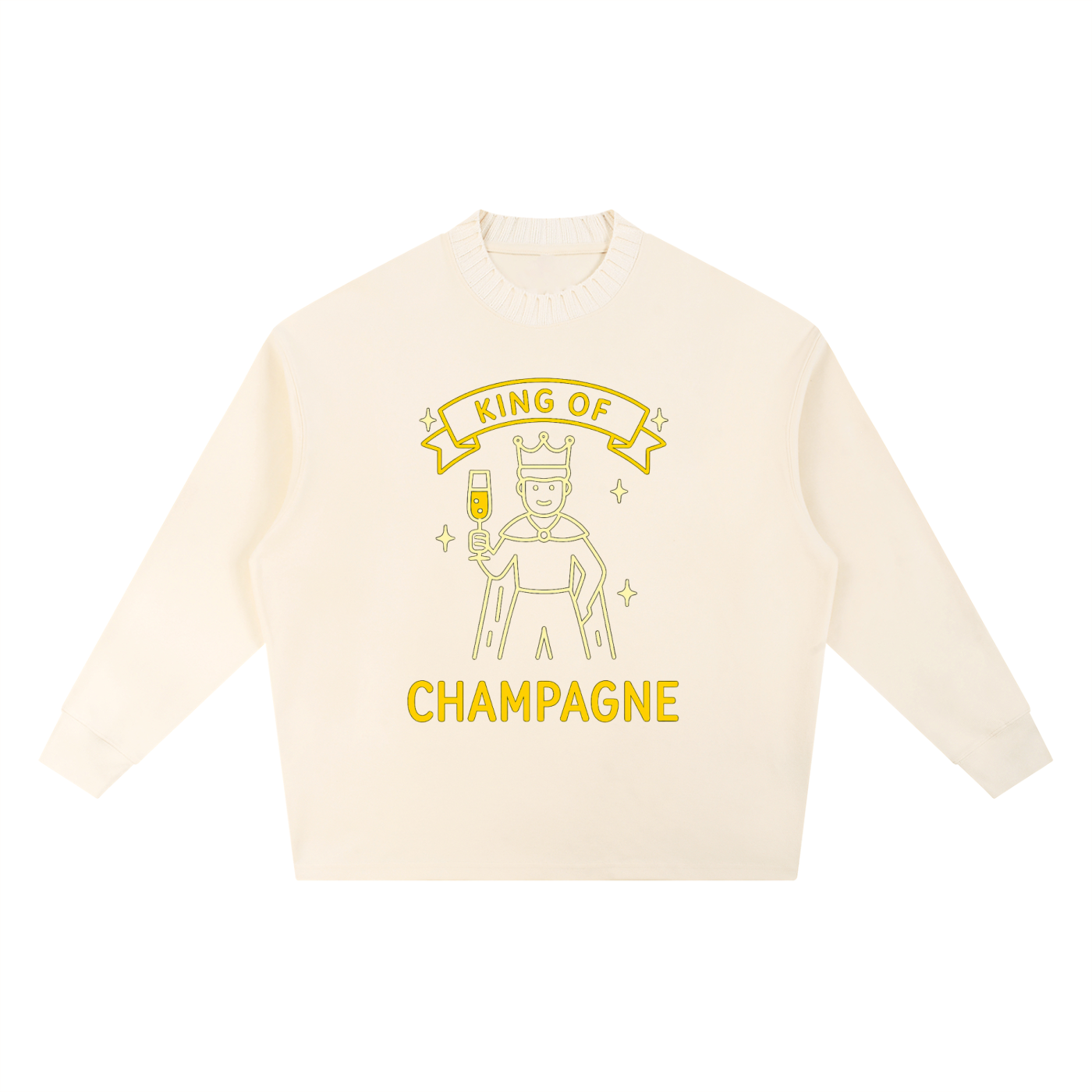 King of Champagne Knitted Round Neck Oversize Sweatshirt