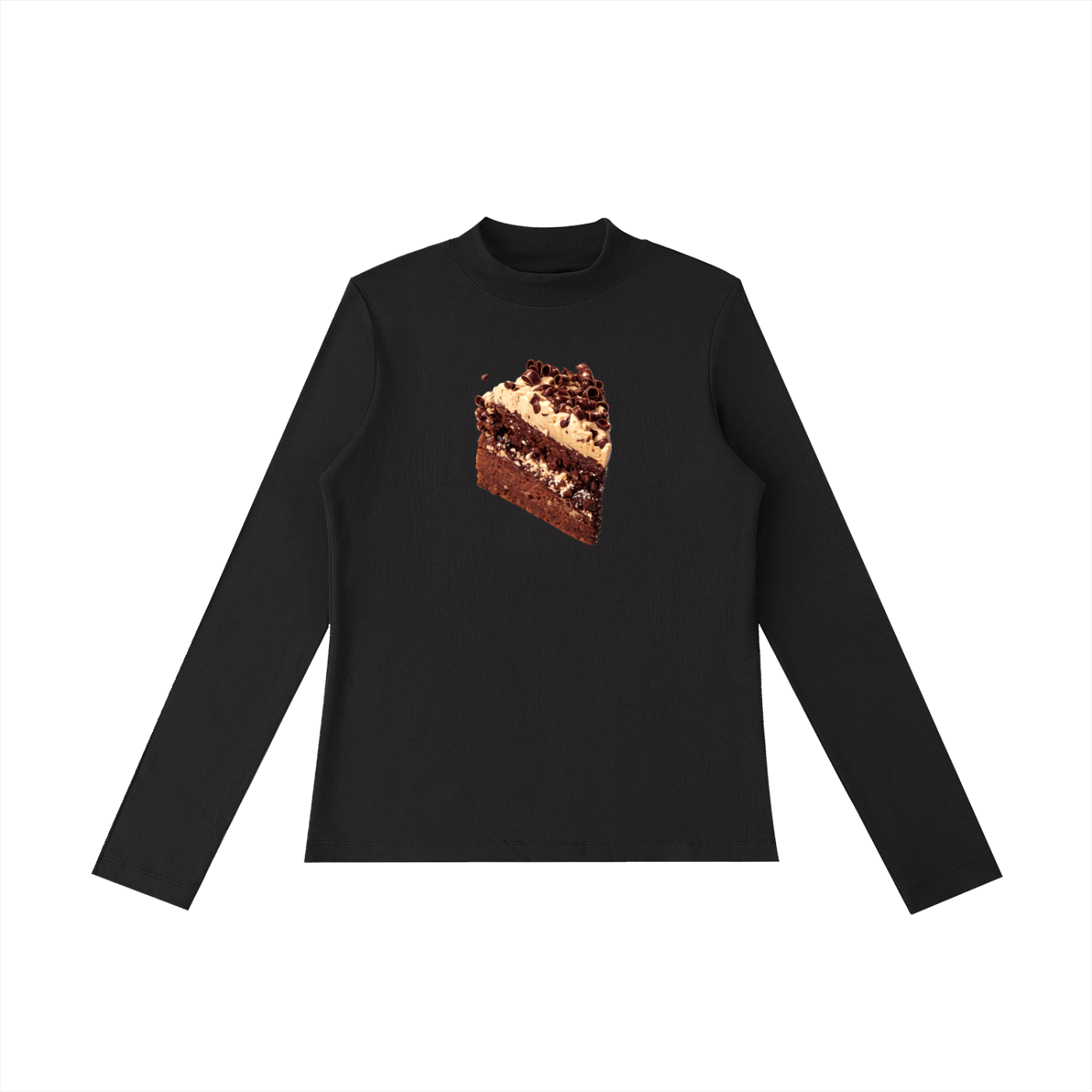 Ani's Mocha Cake Mock Neck Long Sleeve T-Shirt