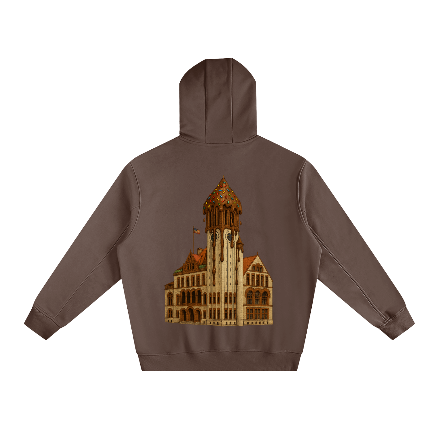 Creamy Albany Fleeced High Neck Hoodie