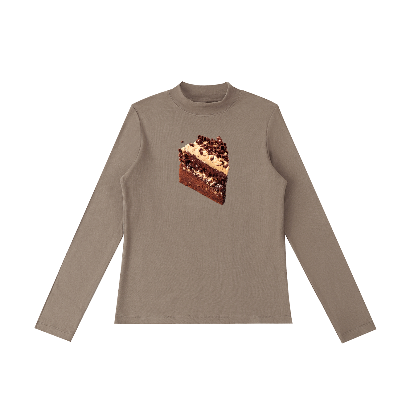 Ani's Mocha Cake Mock Neck Long Sleeve T-Shirt