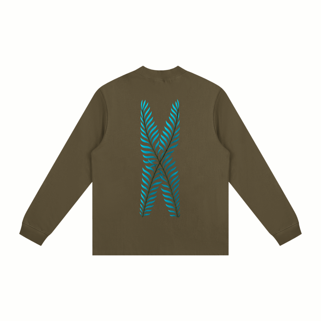 AHS Stained Glass- Blue Leaf Back- Non-Shrink Mock Neck Sweatshirt