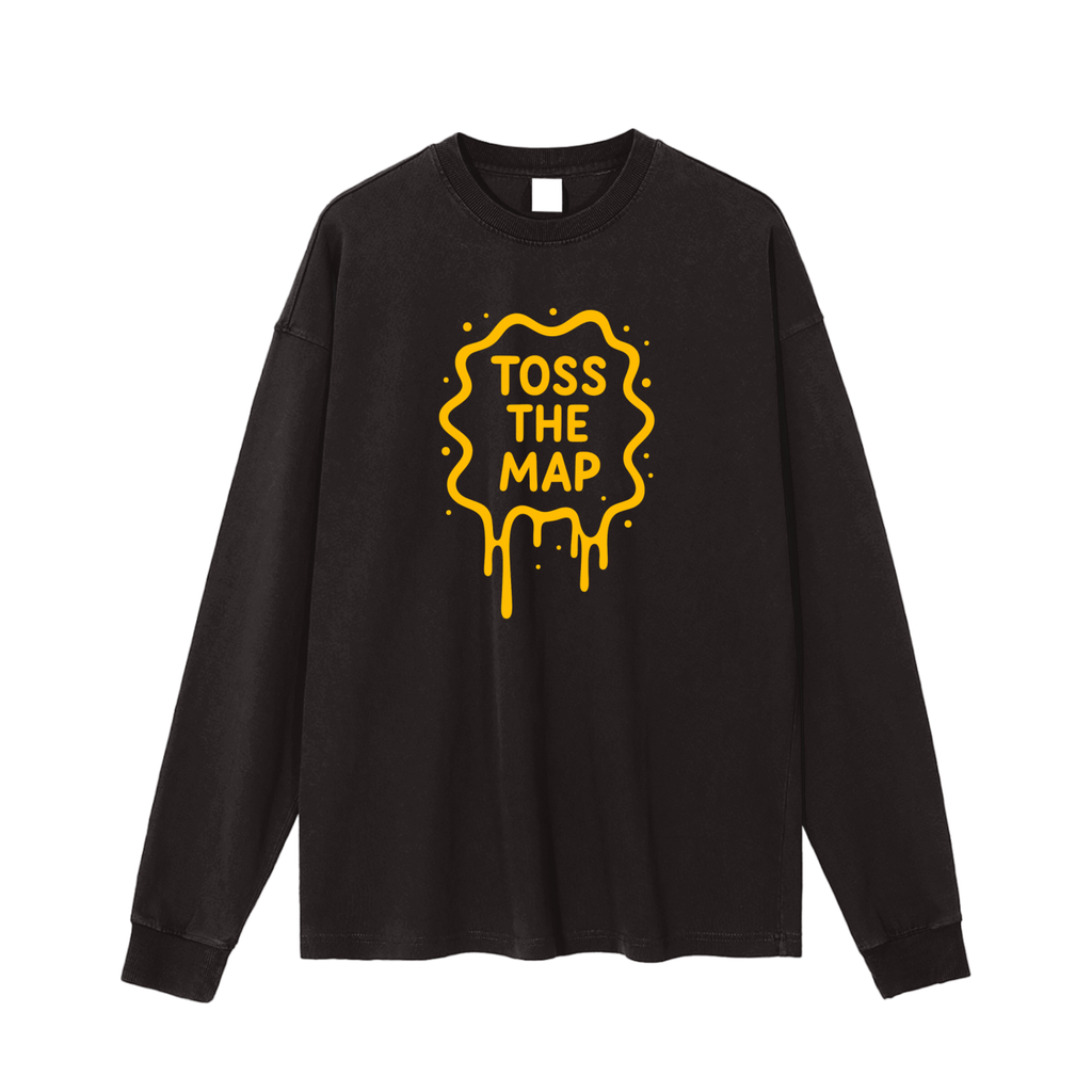 Toss The Map/ Map Back Vintage Washed Long Sleeve T-Shirt