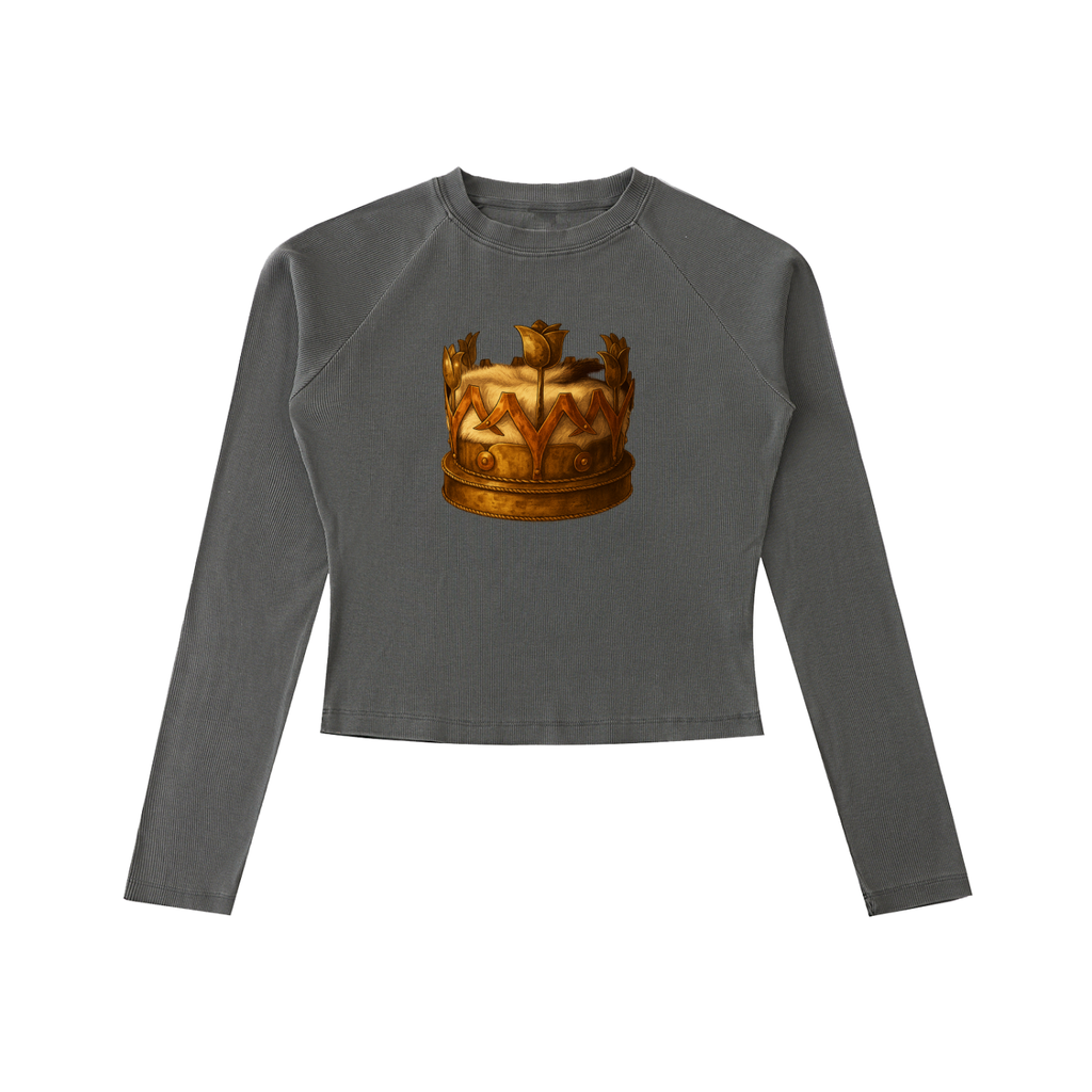 Tulip Crown Dyed Washed Raglan Long Sleeve Slim T-Shirt