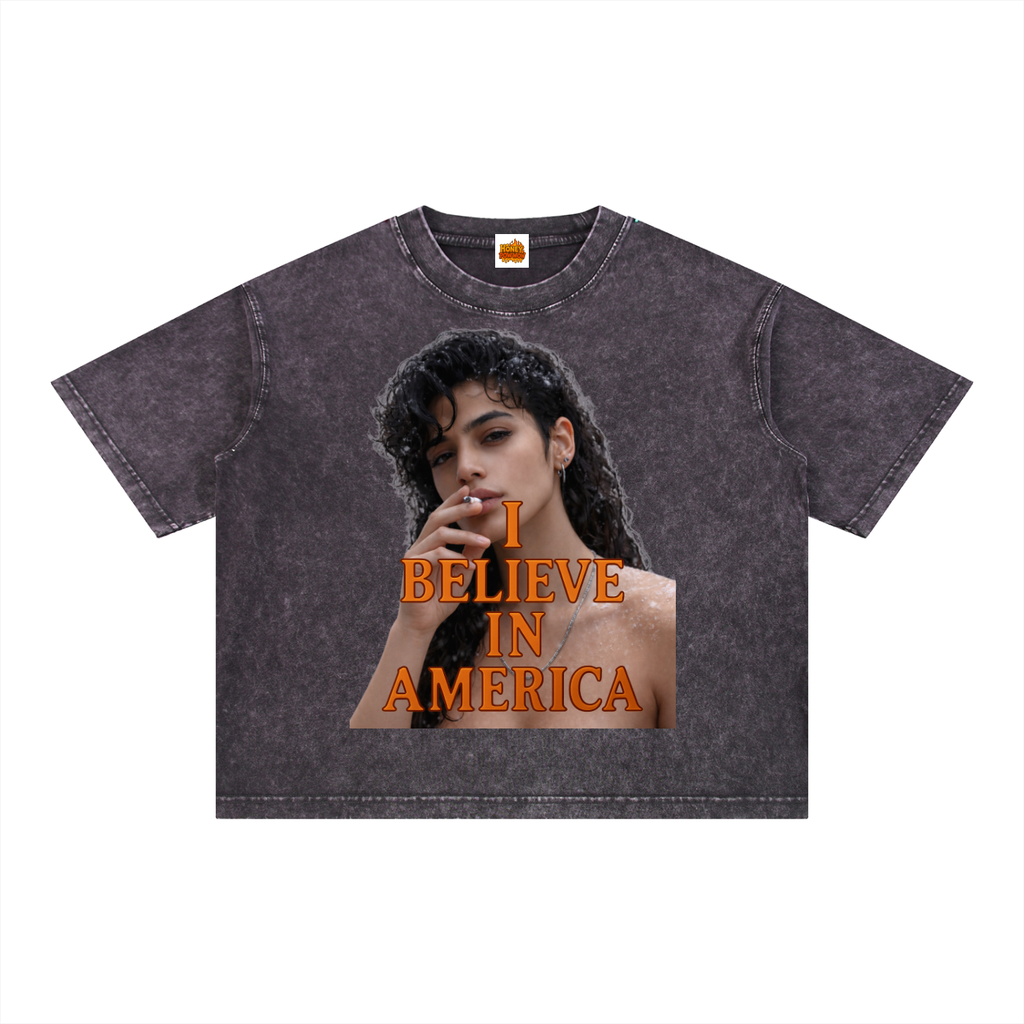 She Believes Mineral Wash Boxy Cotton T-Shirt