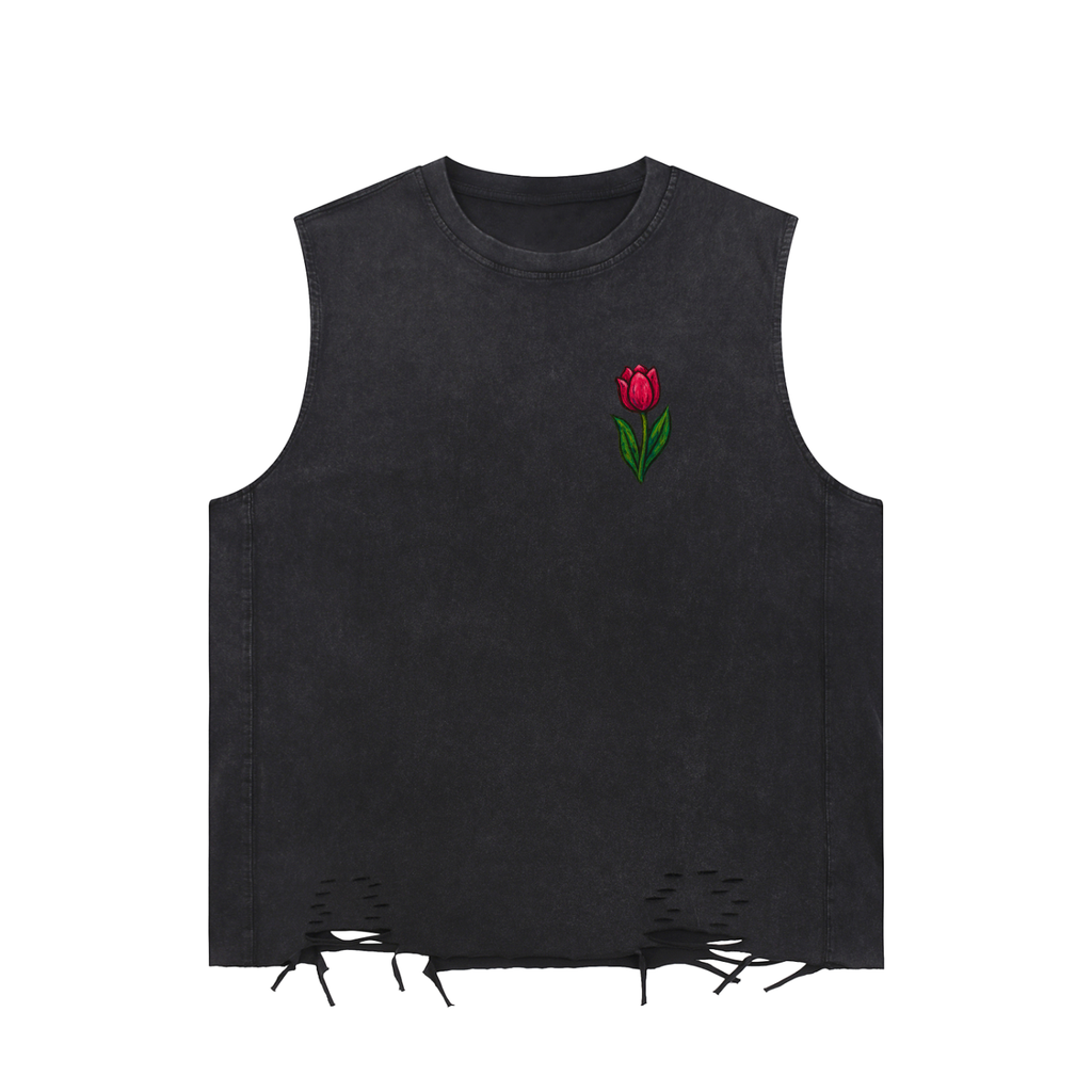 Snow Washed Raw-Hem Tank Top