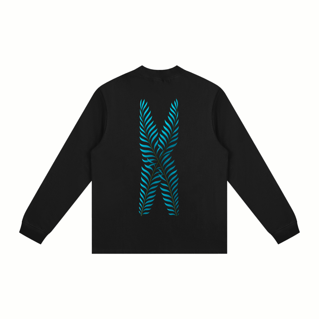 AHS Stained Glass- Blue Leaf Back- Non-Shrink Mock Neck Sweatshirt