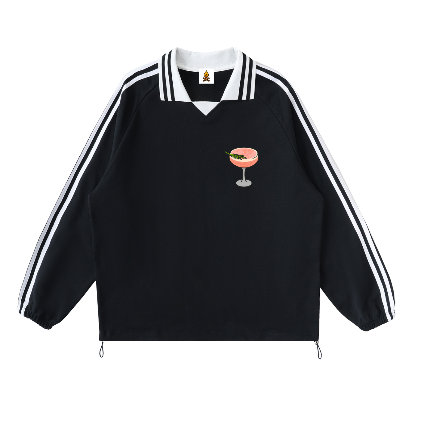 Grocer Toon Striped Lapel Collar Sweatshirt