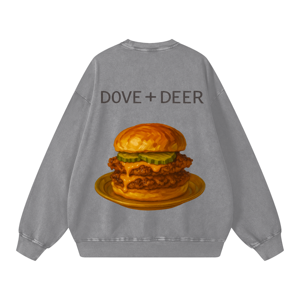 Tulip Front/ Burger Back Snow Washed Oversized Sweatshirt