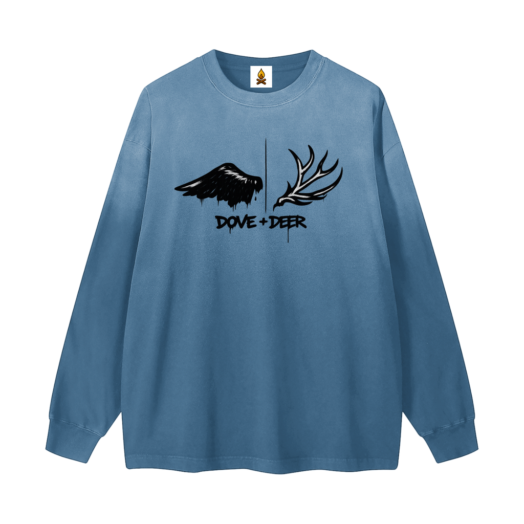 Dove + Deer Graf Gradient Washed Long Sleeve T-Shirt