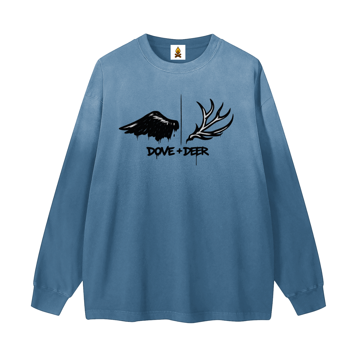 Dove + Deer Graf Gradient Washed Long Sleeve T-Shirt