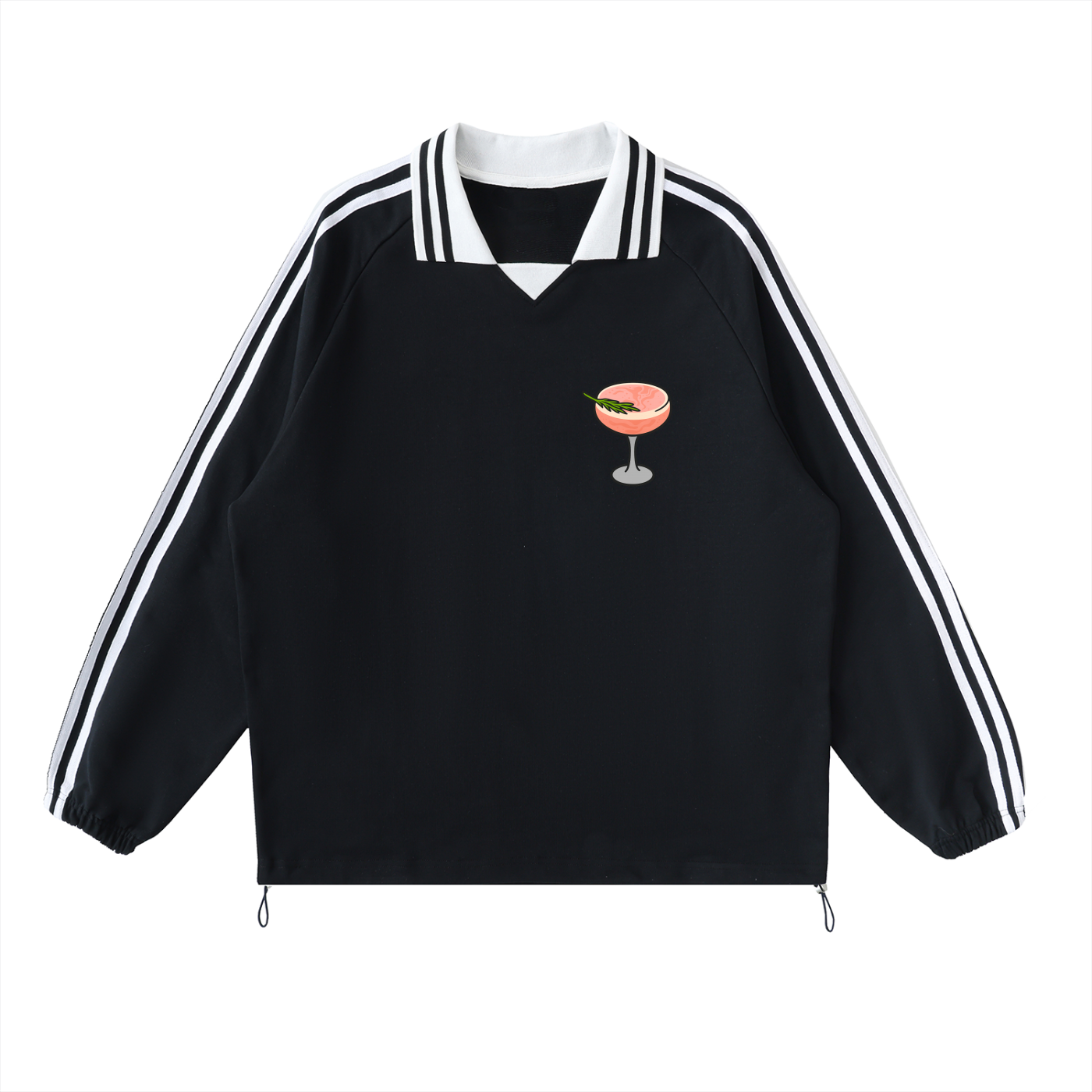 Contrast Striped Lapel Collar Sweatshirt