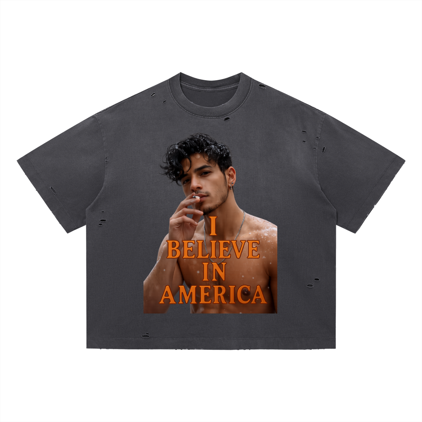 This Boy Believes Vintage Washed Distressed Boxy Oversized T-Shirt