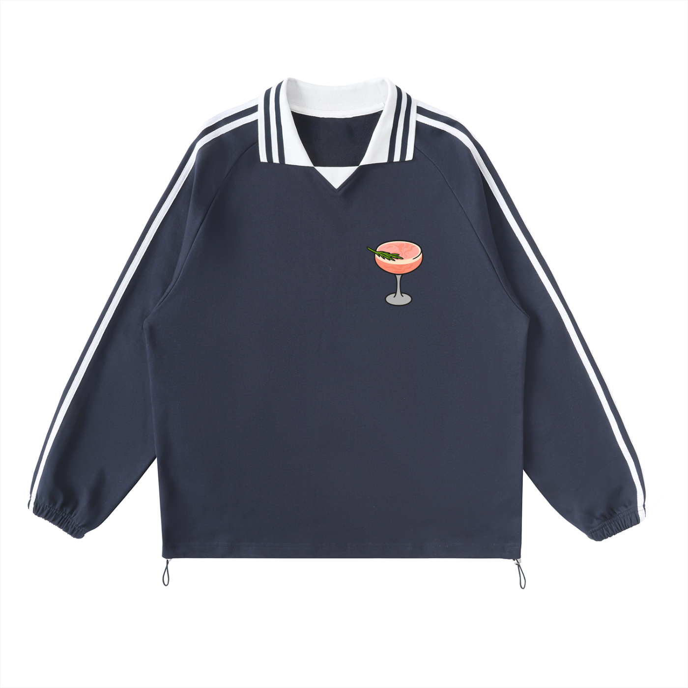 Contrast Striped Lapel Collar Sweatshirt