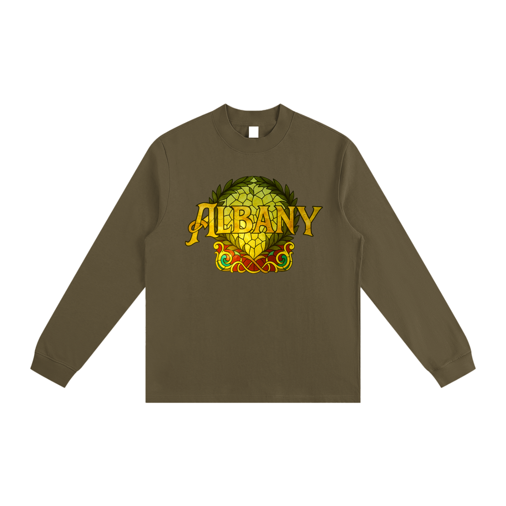 AHS Stained Glass- Blue Leaf Back- Non-Shrink Mock Neck Sweatshirt