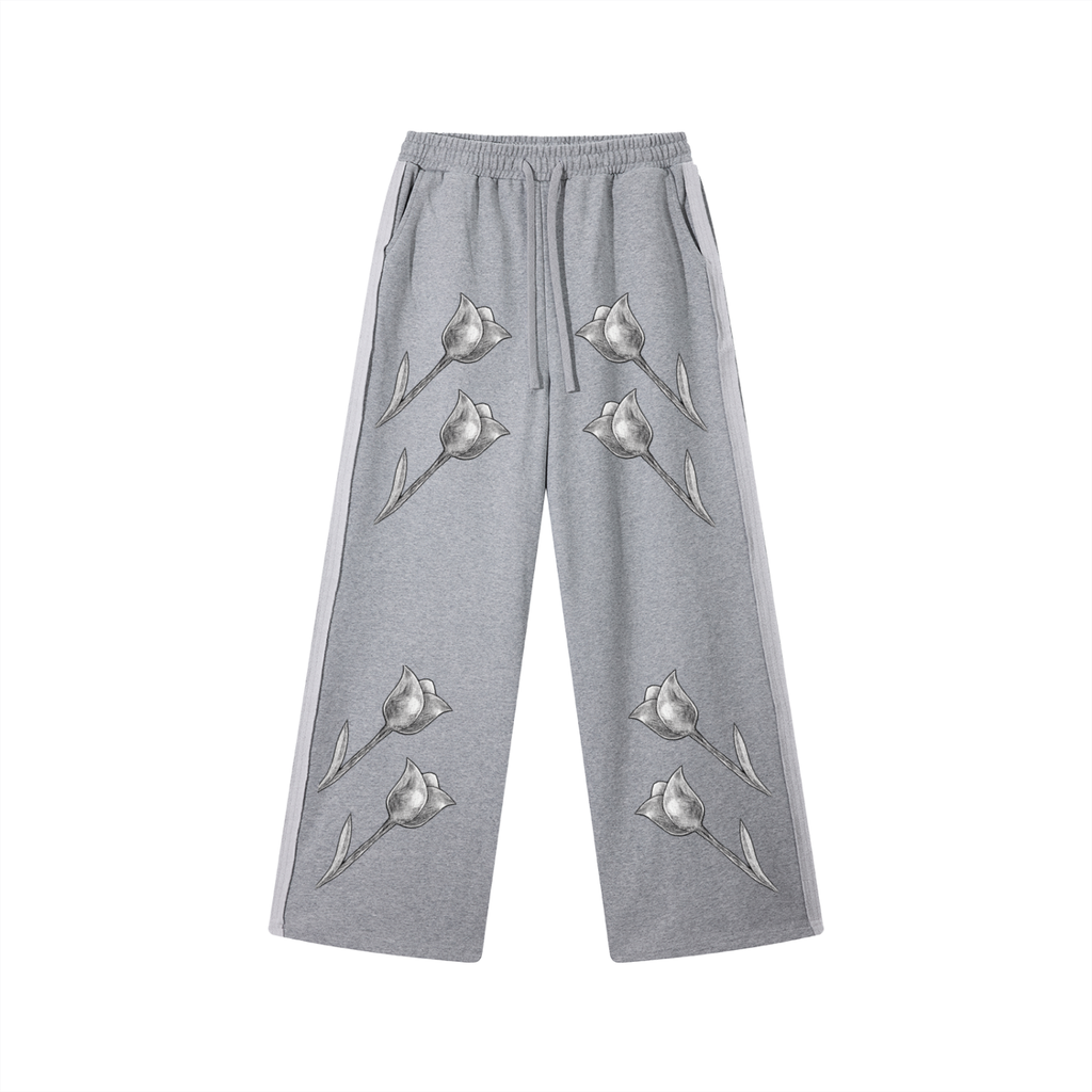 Grey Tulip Contrast Tape Straight-Leg Sweatpants