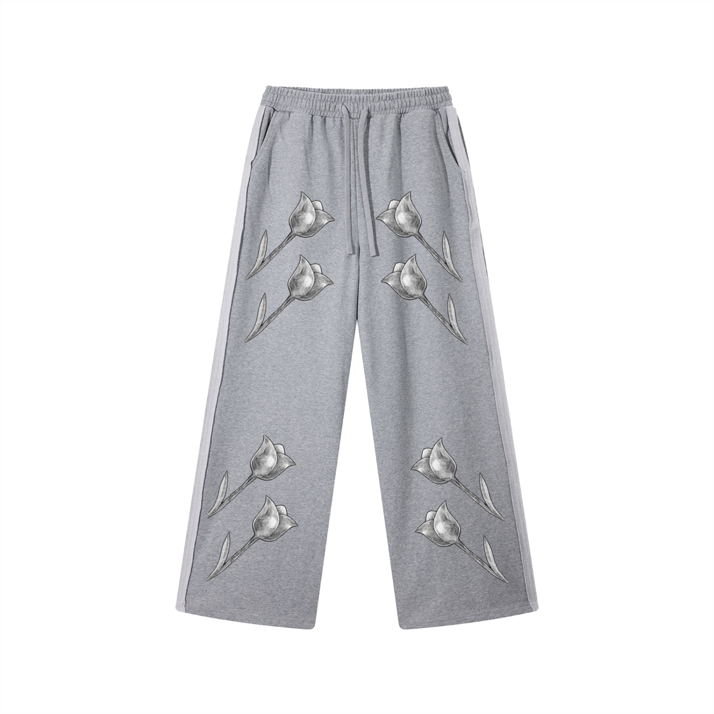 Grey Tulip Contrast Tape Straight-Leg Sweatpants