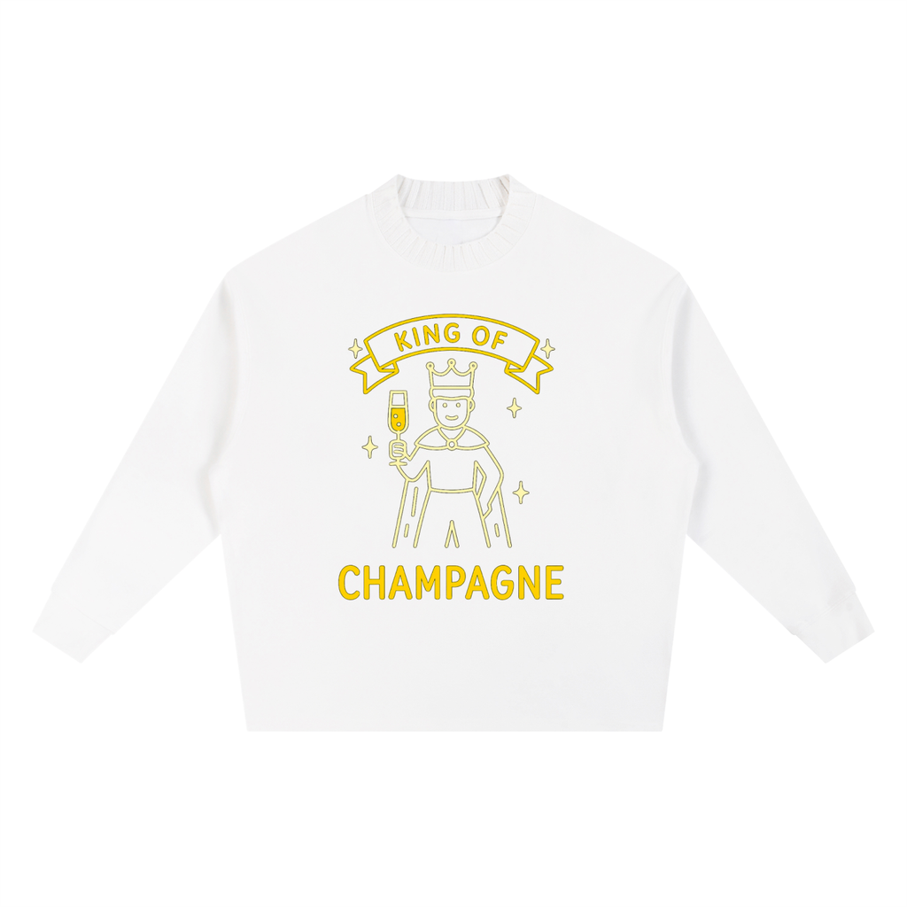 King of Champagne Knitted Round Neck Oversize Sweatshirt