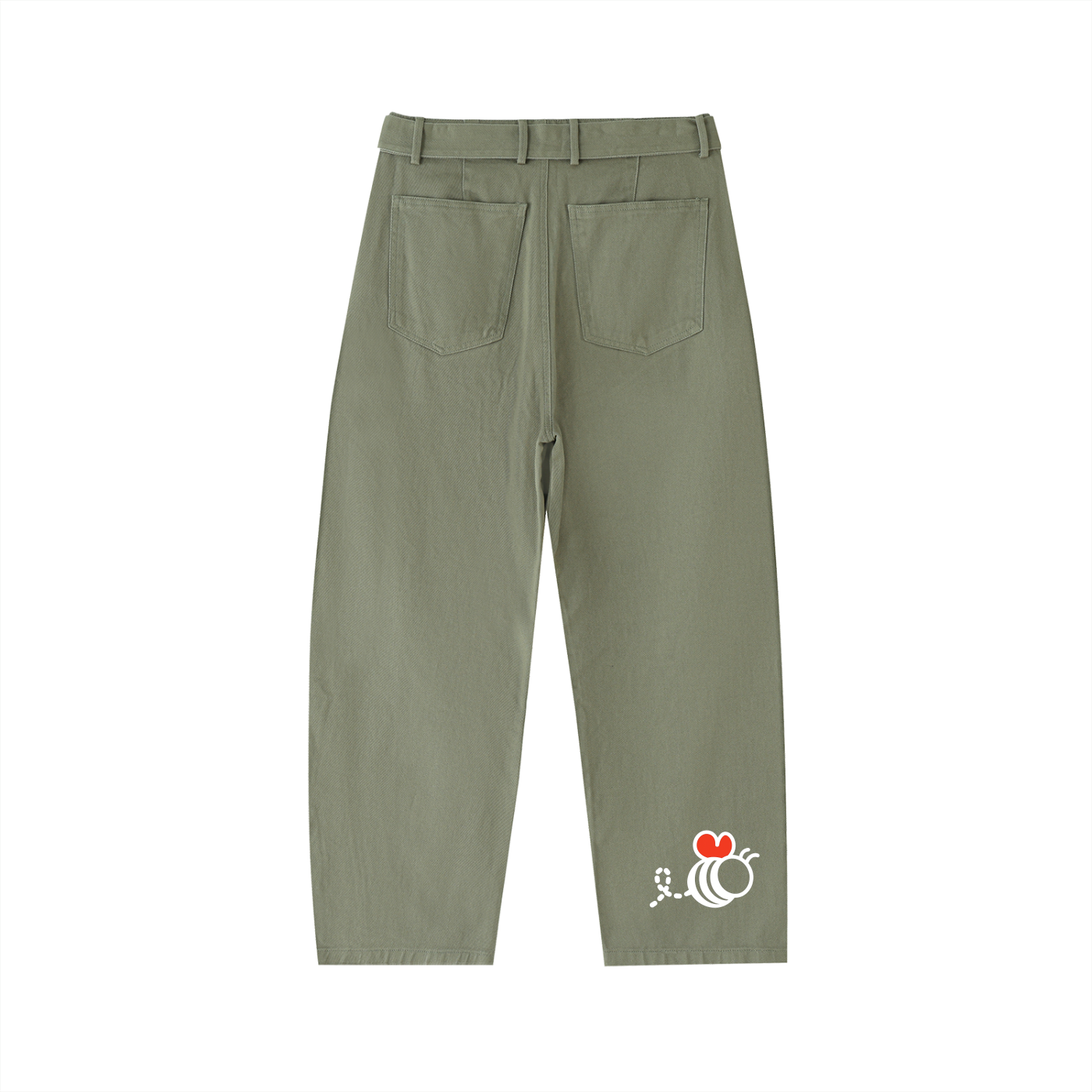 Twisted-Seam Belted Curved-Blade Pants