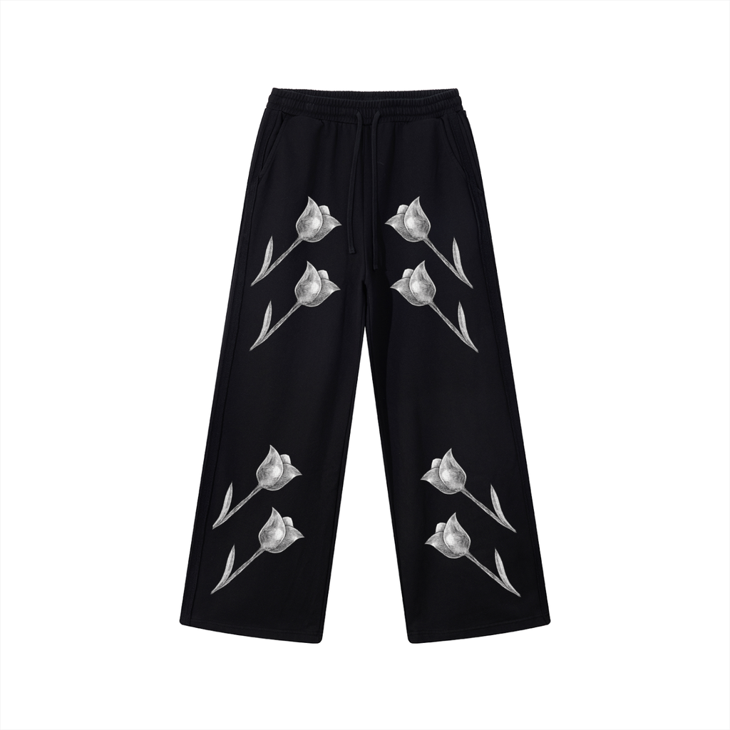 Grey Tulip Contrast Tape Straight-Leg Sweatpants