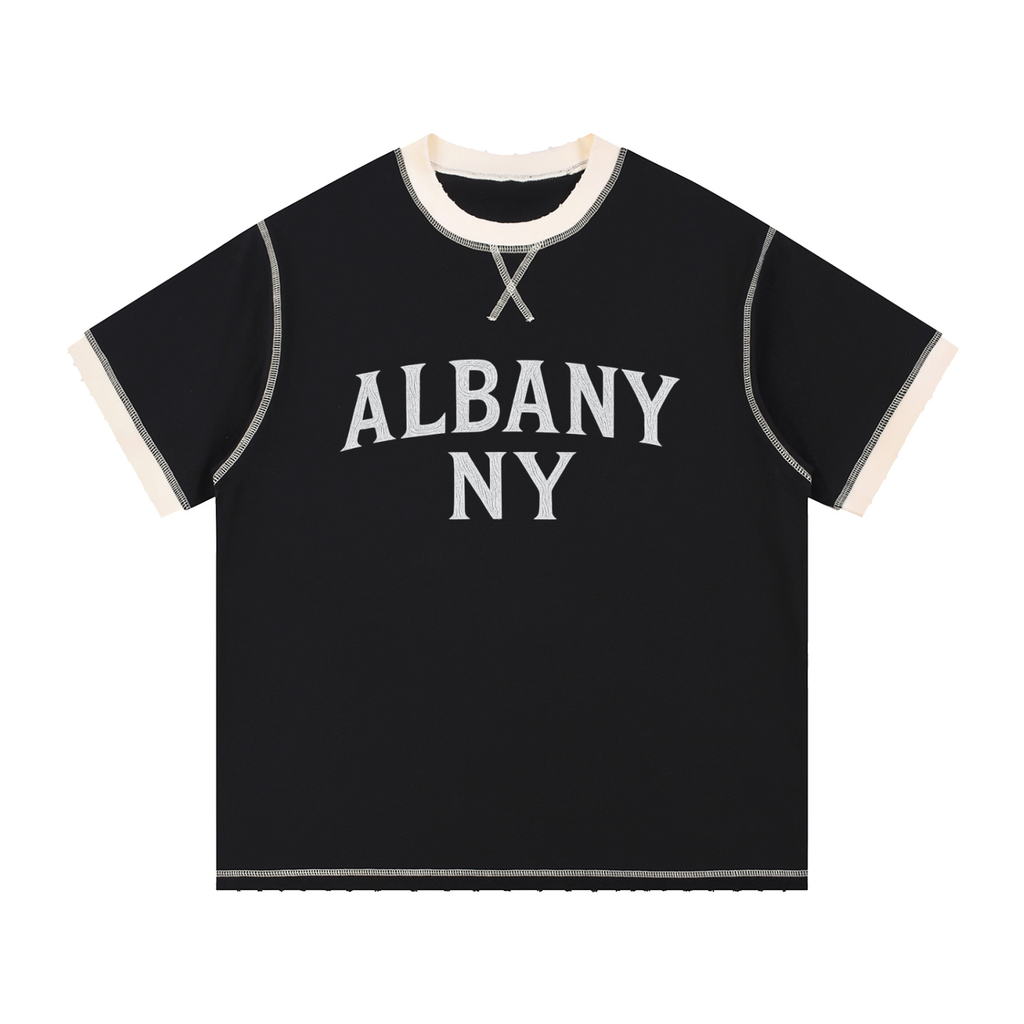 Albany NY Contrast-Stitched Cotton T-Shirt