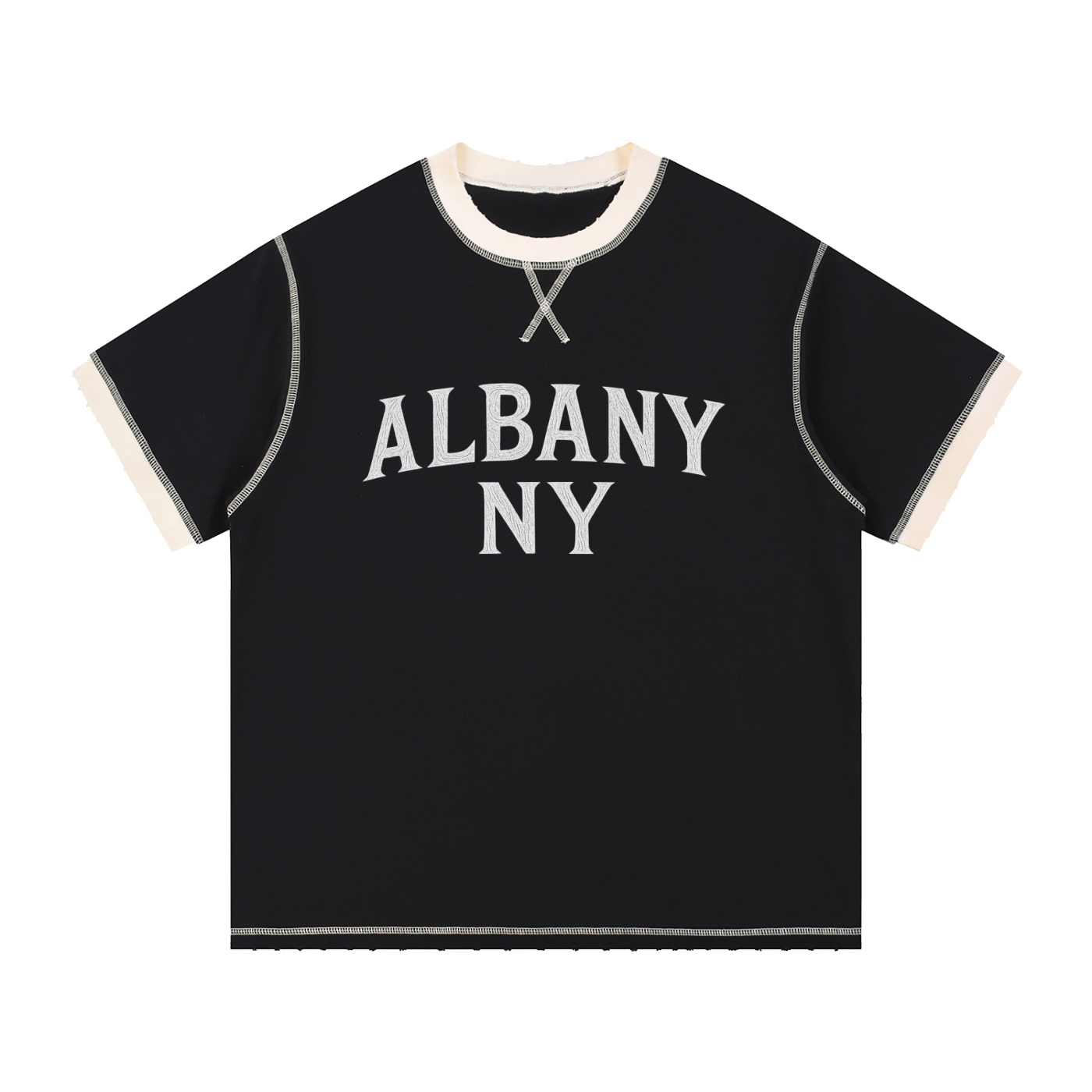 Albany NY Contrast-Stitched Cotton T-Shirt