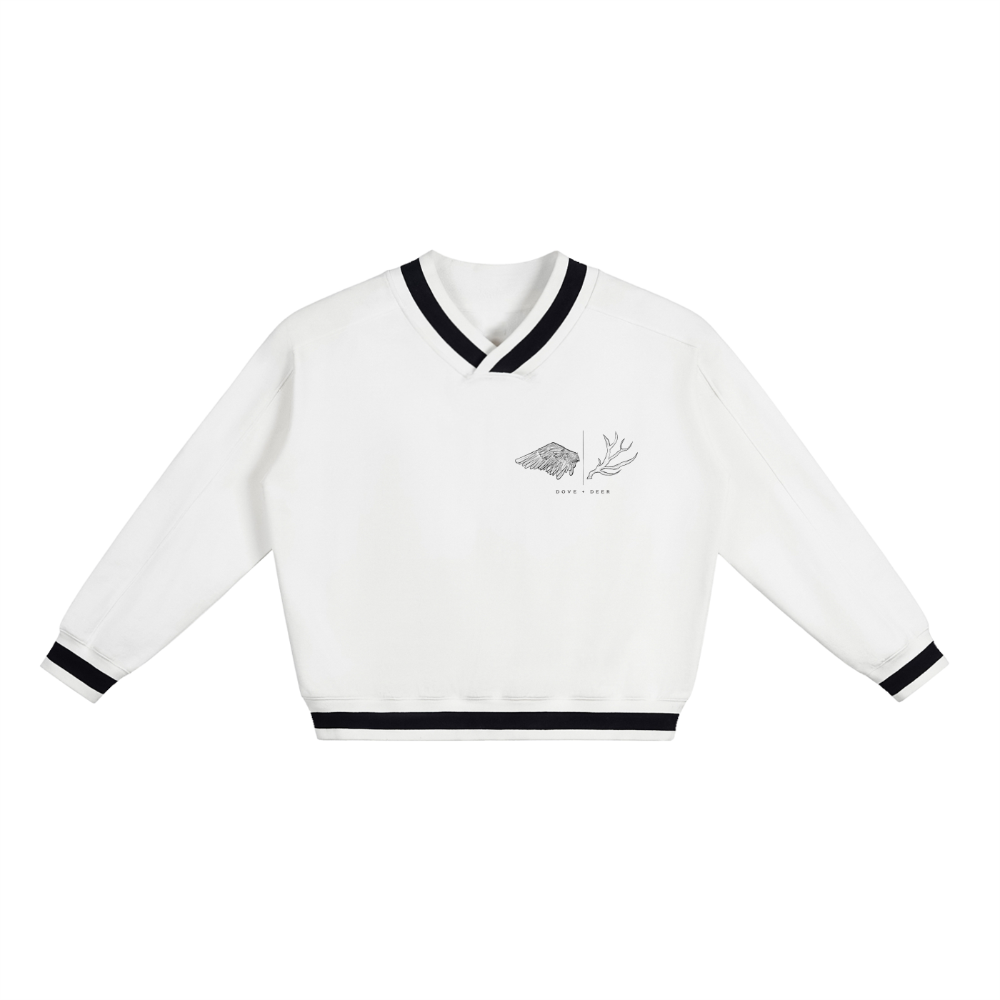 Dove+Deer City Plan V-Neck Contrast Collar Boxy Sweatshirt