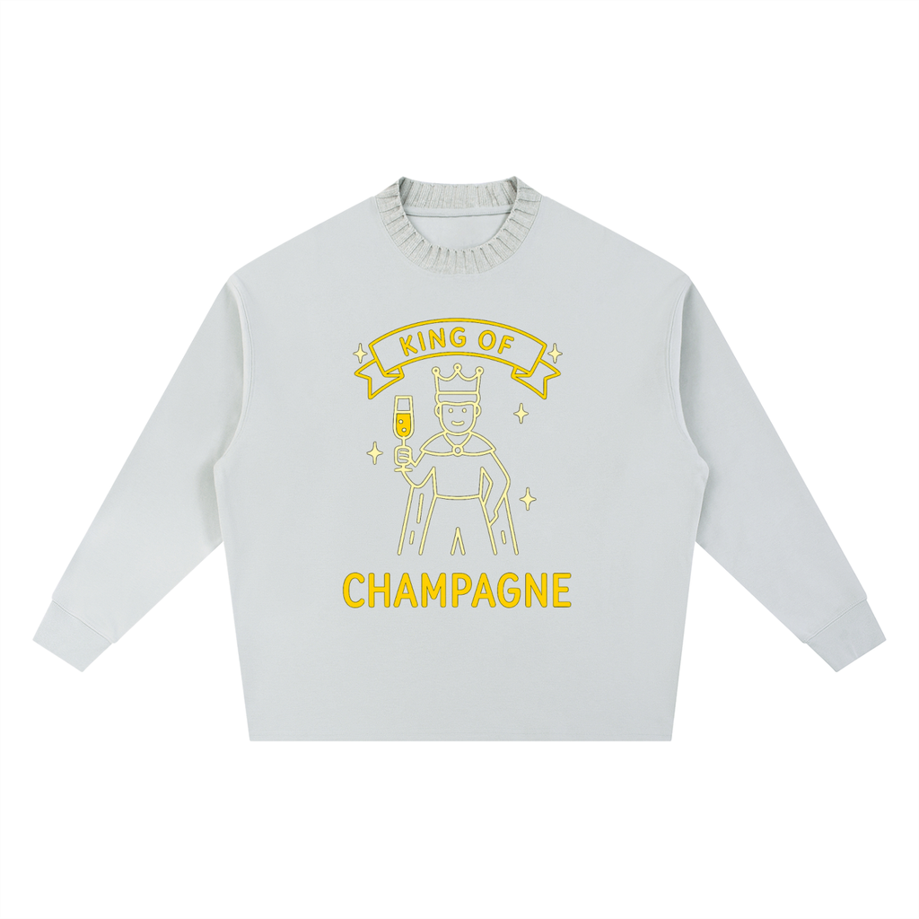 King of Champagne Knitted Round Neck Oversize Sweatshirt