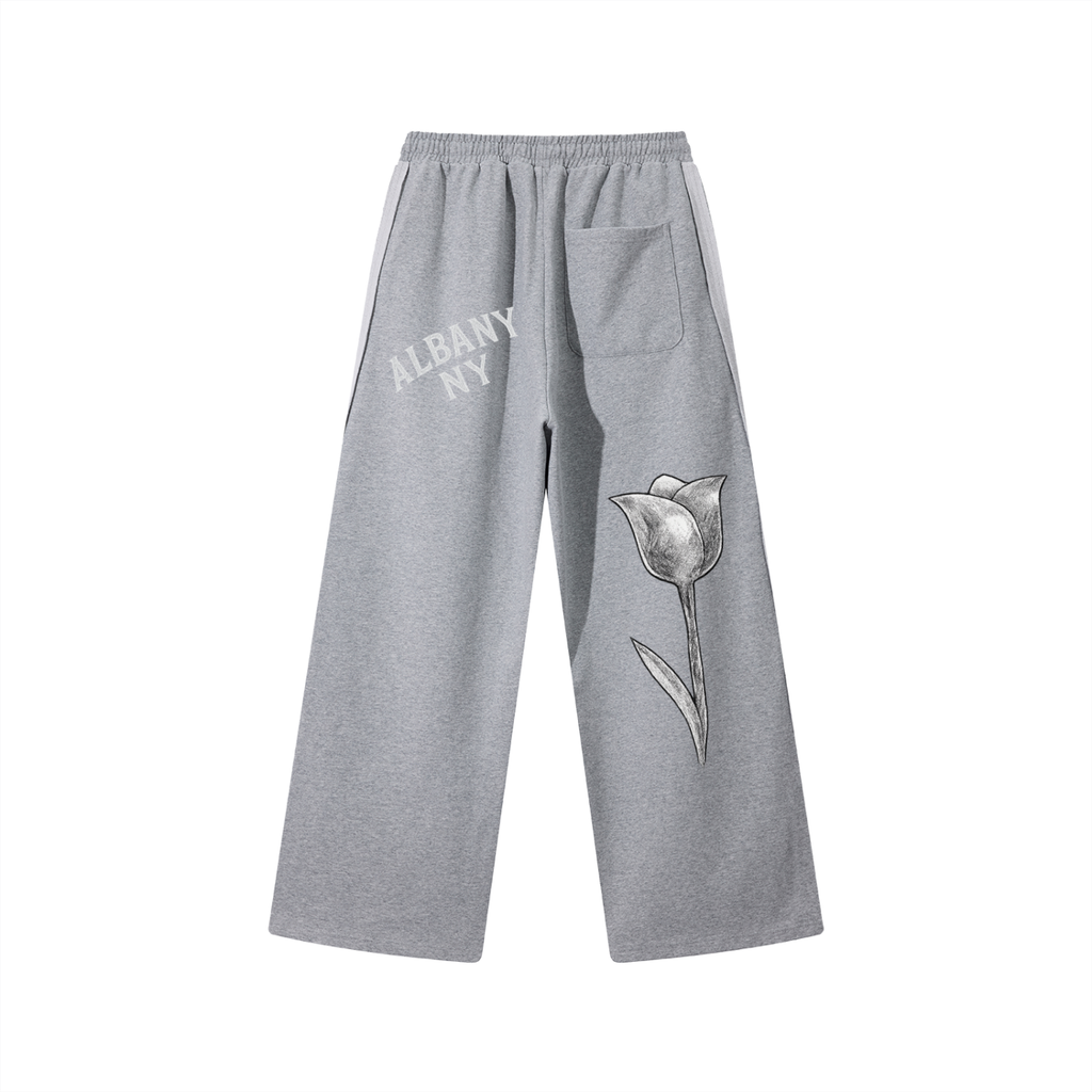 Grey Tulip Contrast Tape Straight-Leg Sweatpants