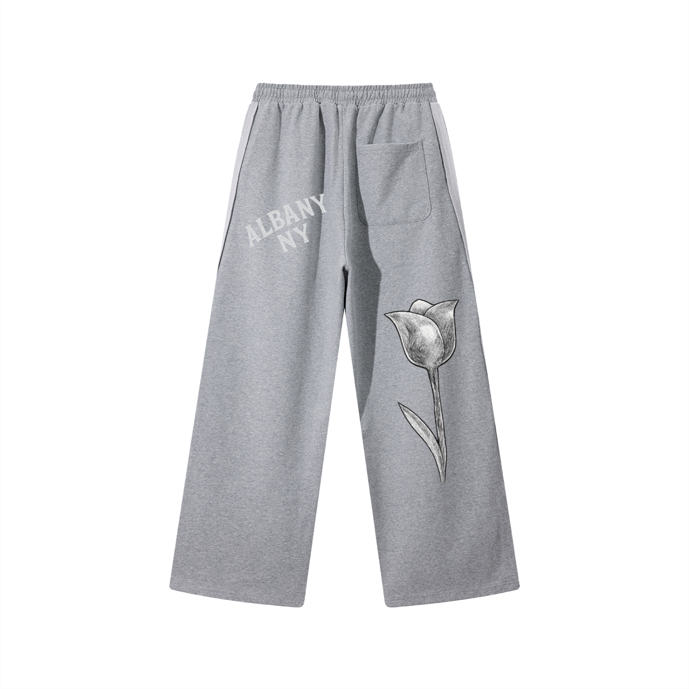 Grey Tulip Contrast Tape Straight-Leg Sweatpants