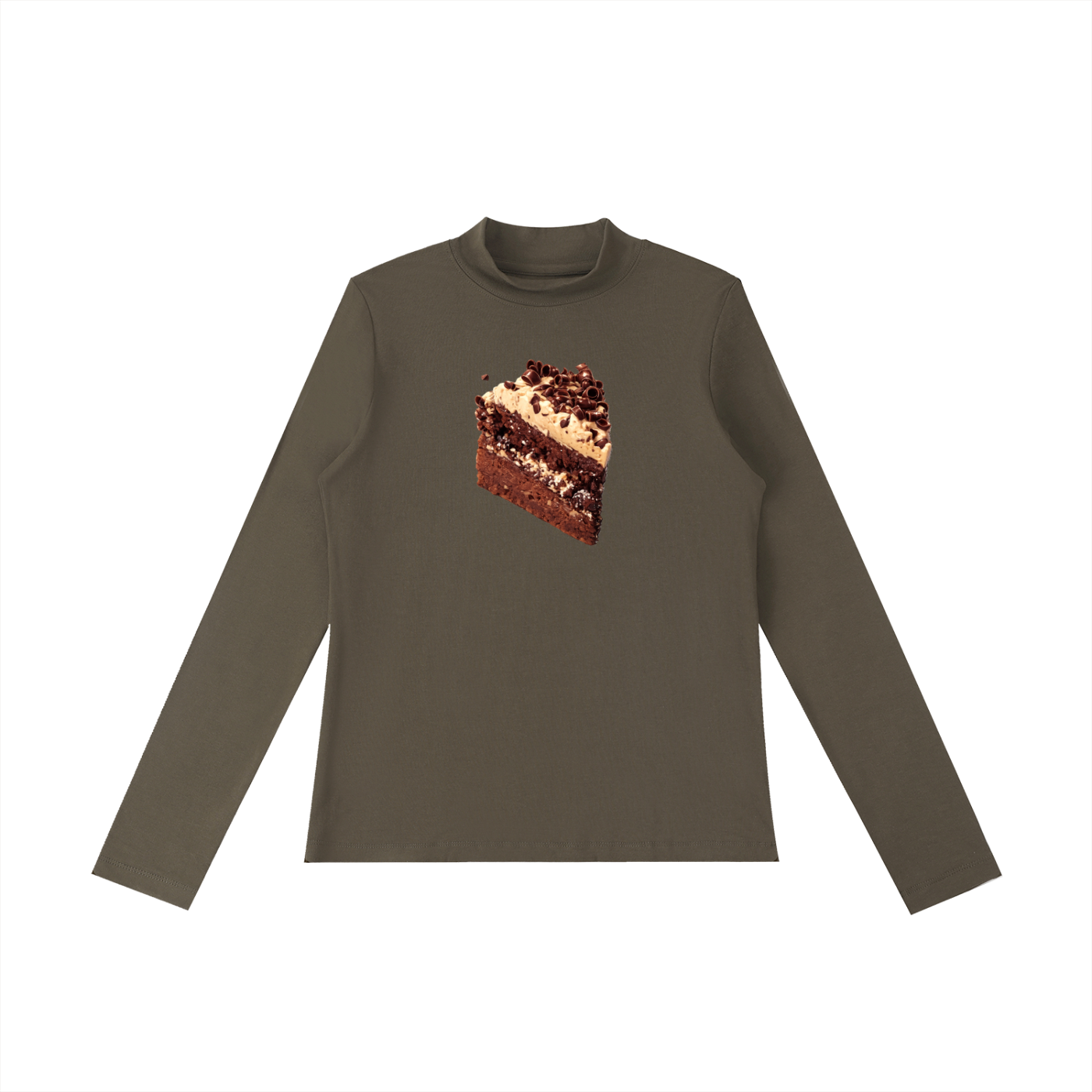 Ani's Mocha Cake Mock Neck Long Sleeve T-Shirt