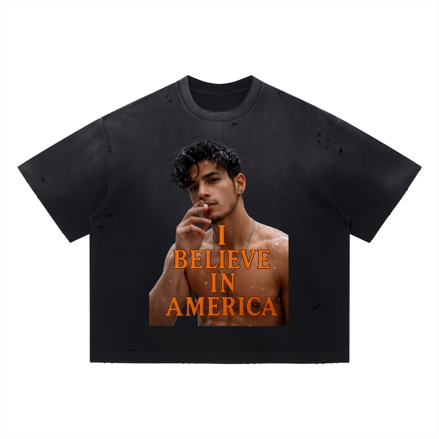 This Boy Believes Vintage Washed Distressed Boxy Oversized T-Shirt