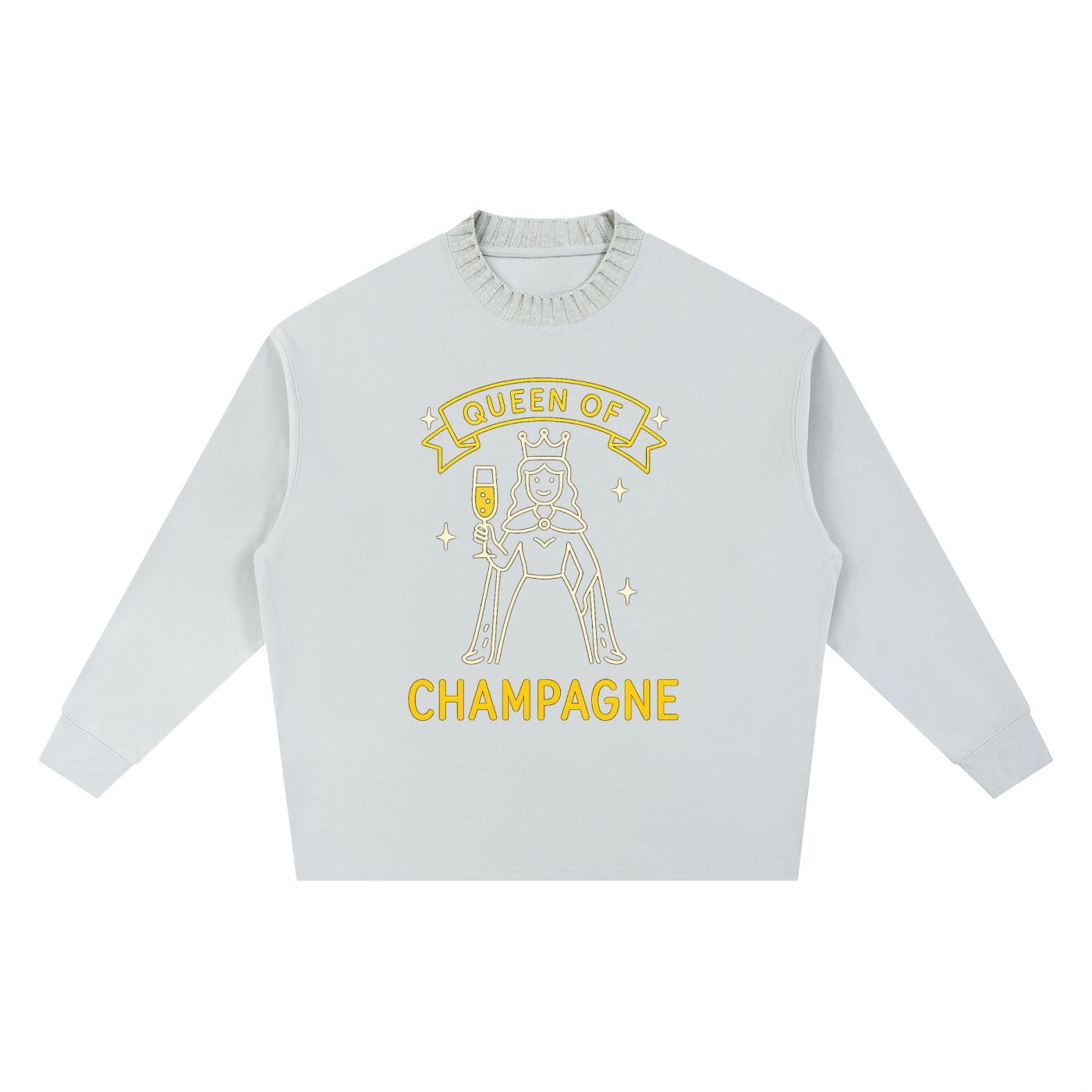 Queen of Champagne Knitted Round Neck Oversize Sweatshirt