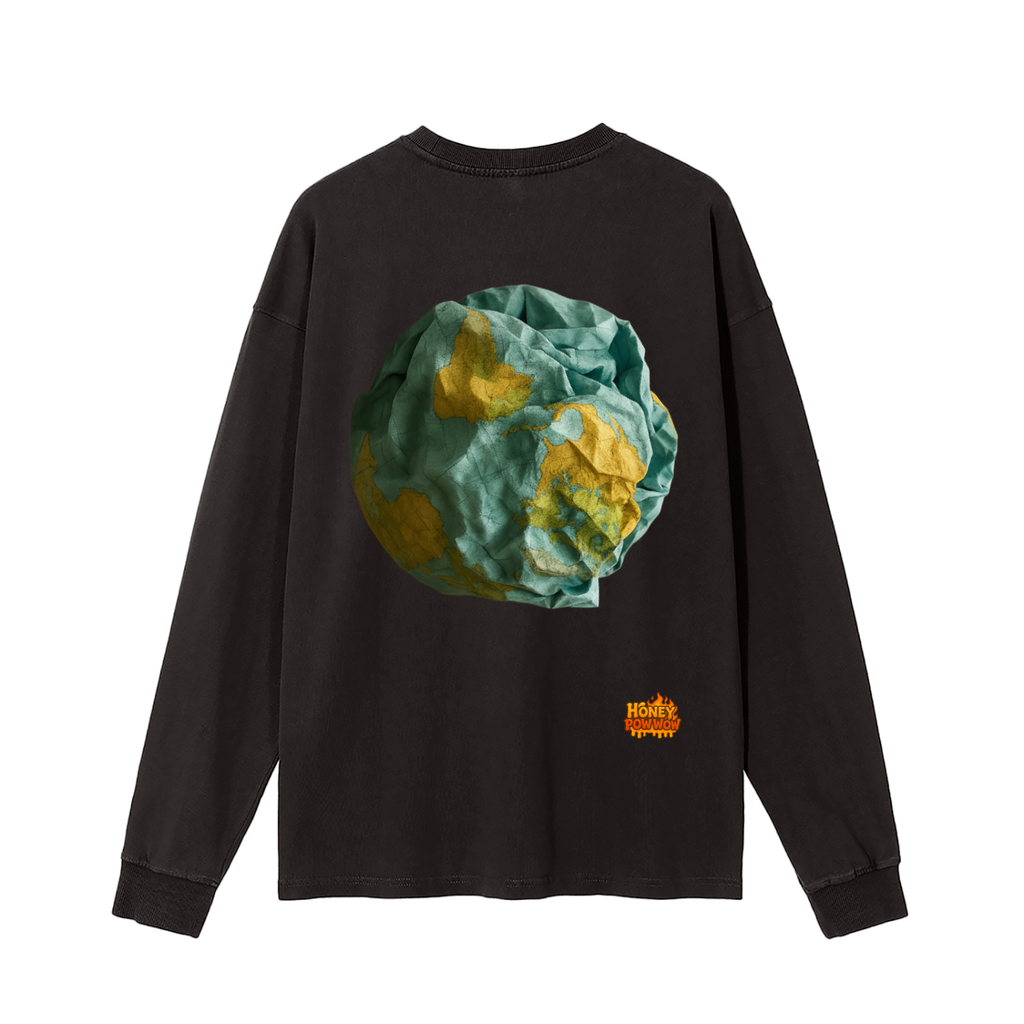 Toss The Map/ Map Back Vintage Washed Long Sleeve T-Shirt