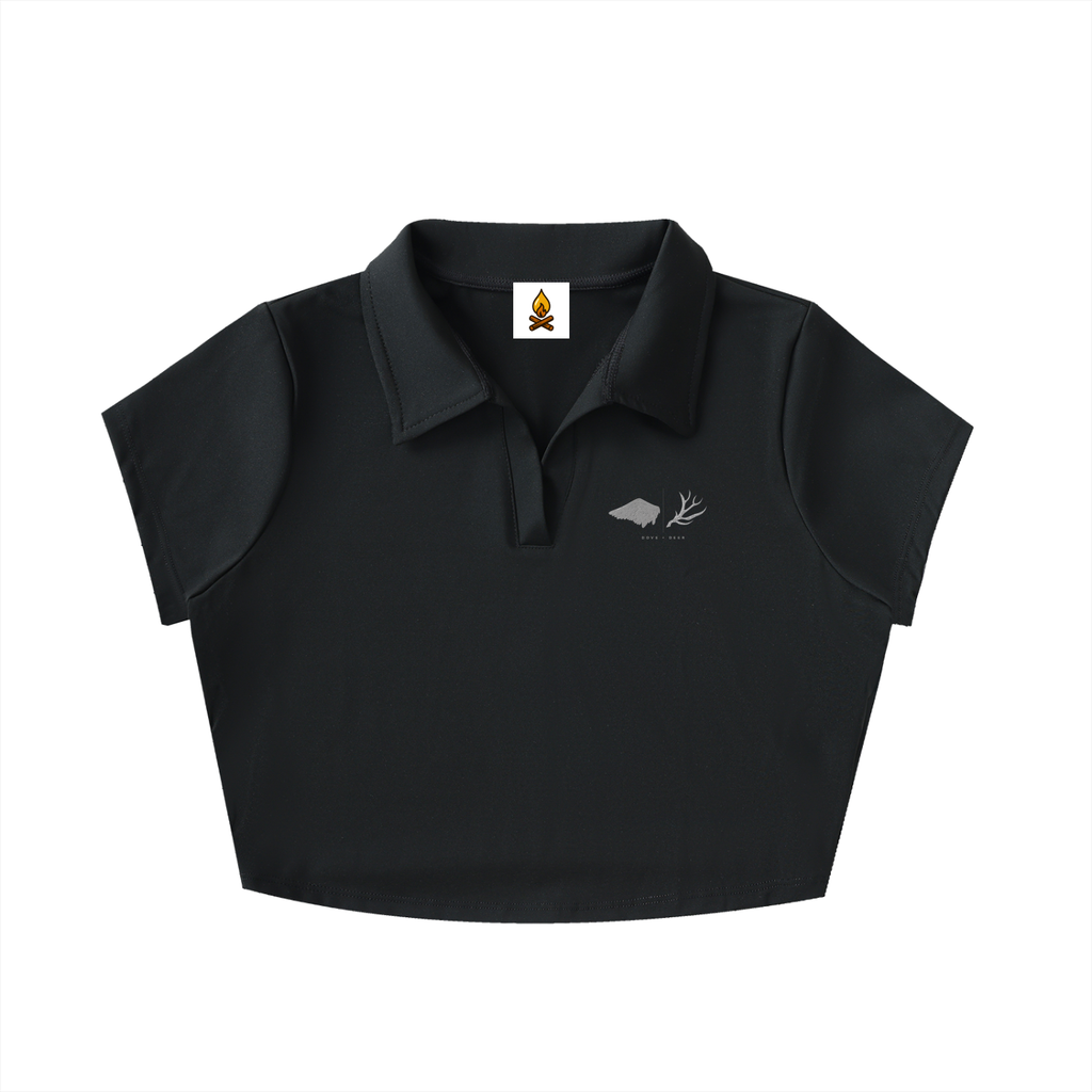 Dove + Deer Logo V-Neck Lapel Crop Top