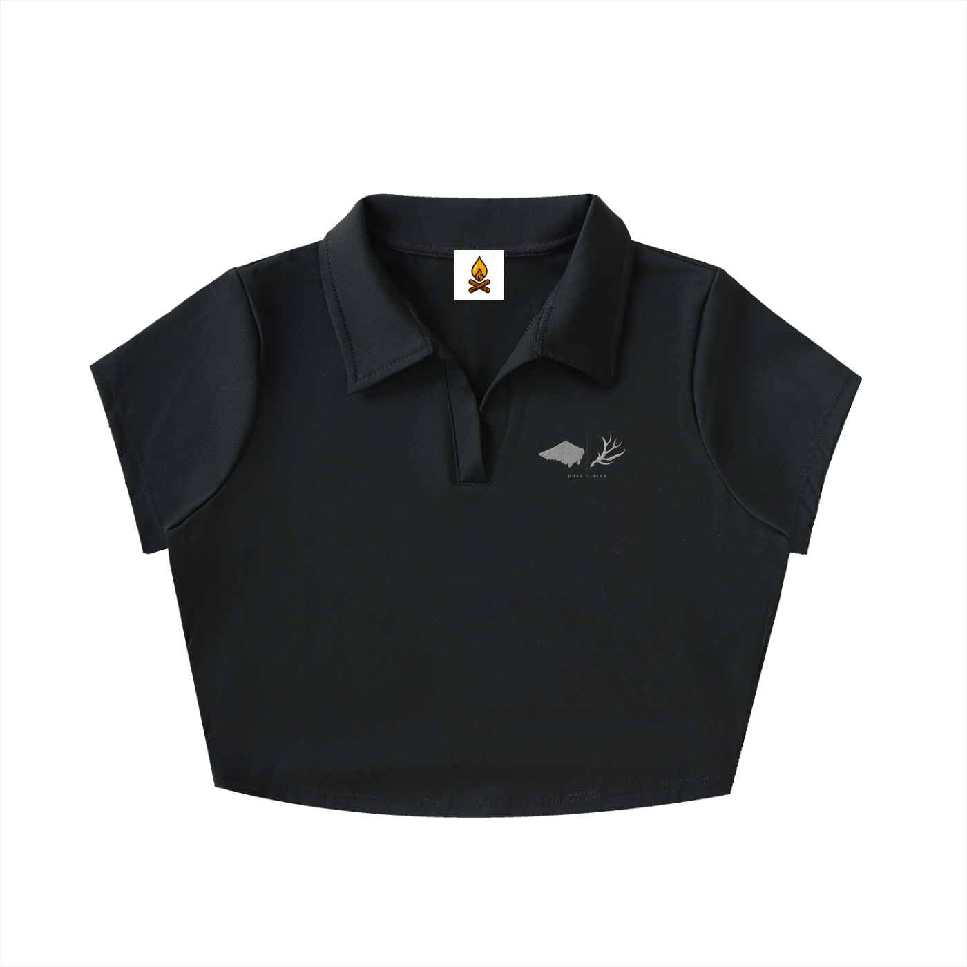 Dove + Deer Logo V-Neck Lapel Crop Top