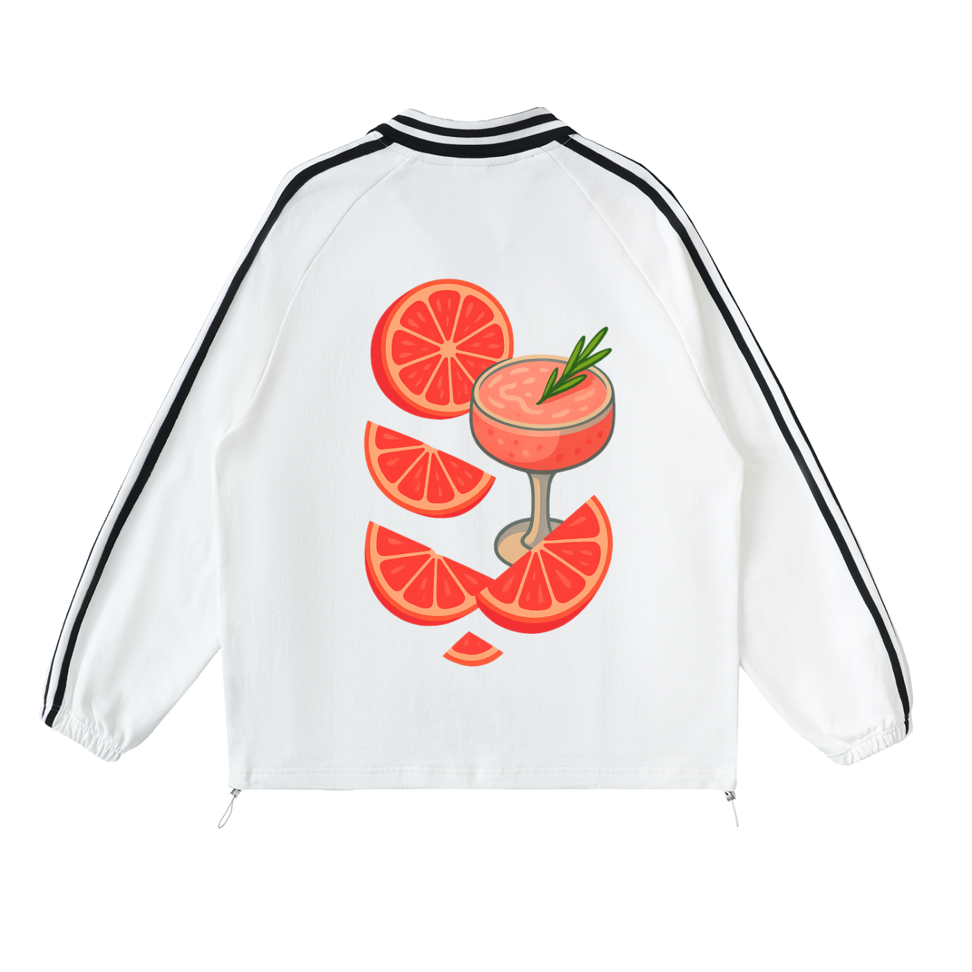 Contrast Striped Lapel Collar Sweatshirt