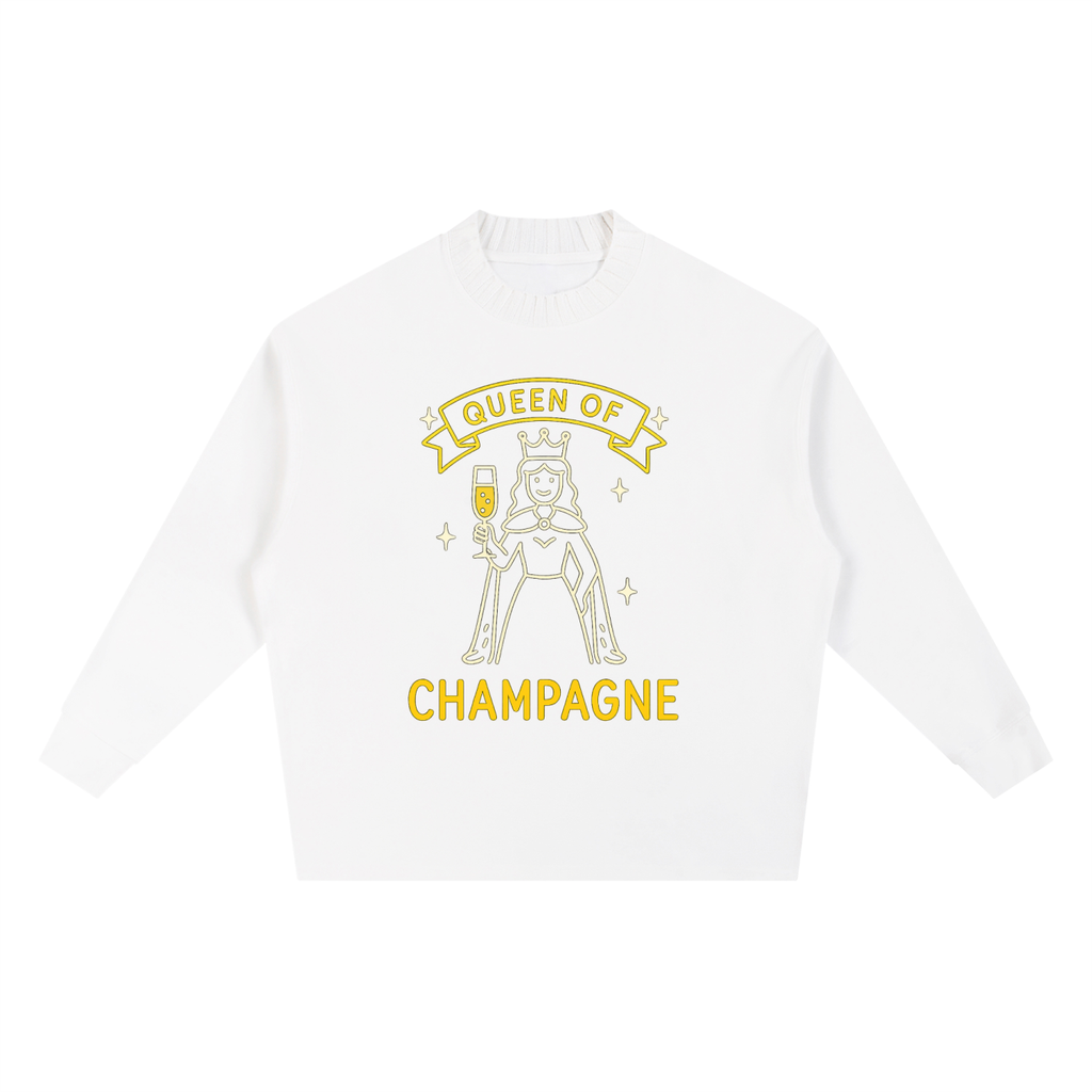 Queen of Champagne Knitted Round Neck Oversize Sweatshirt