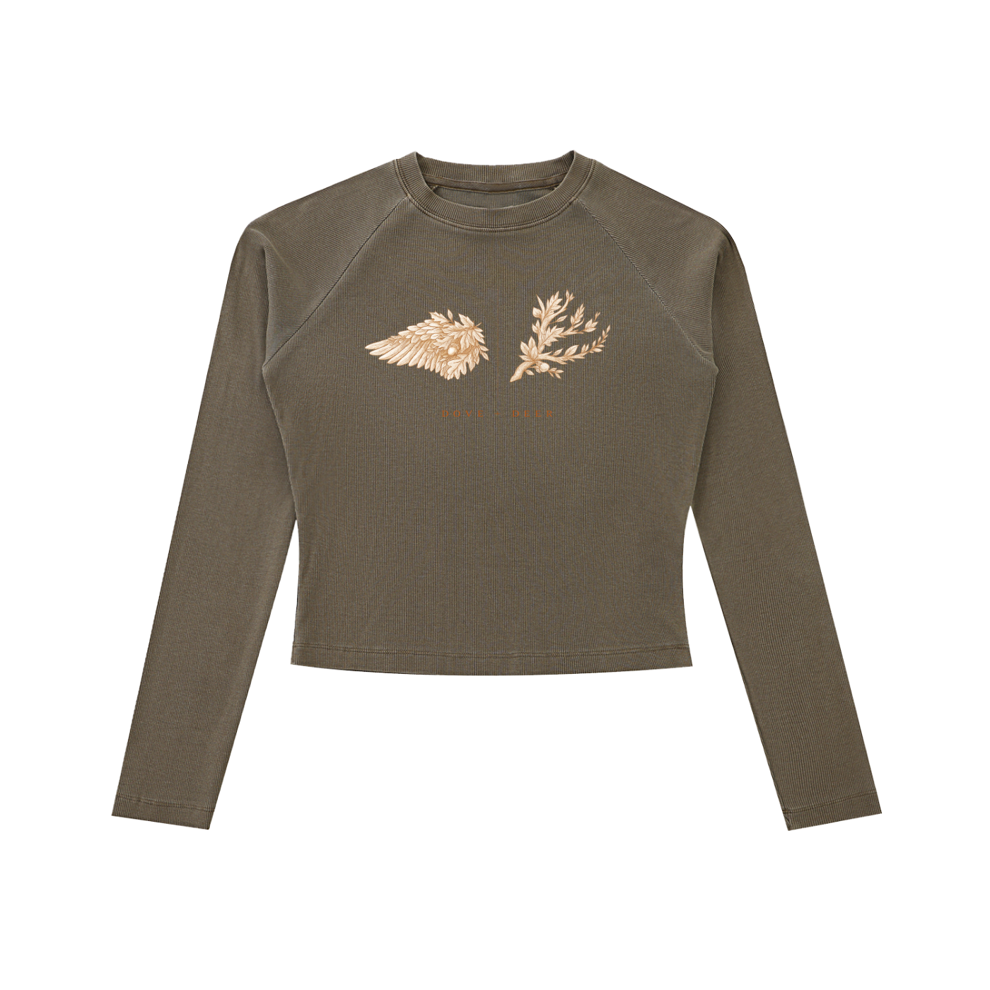 Dove + Deer Fall Logo Dyed Washed Raglan Long Sleeve Slim T-Shirt