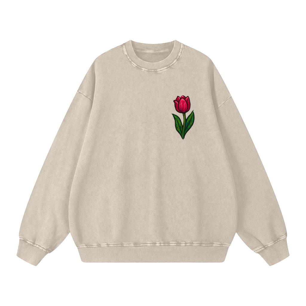 Tulip Front/ Burger Back Snow Washed Oversized Sweatshirt
